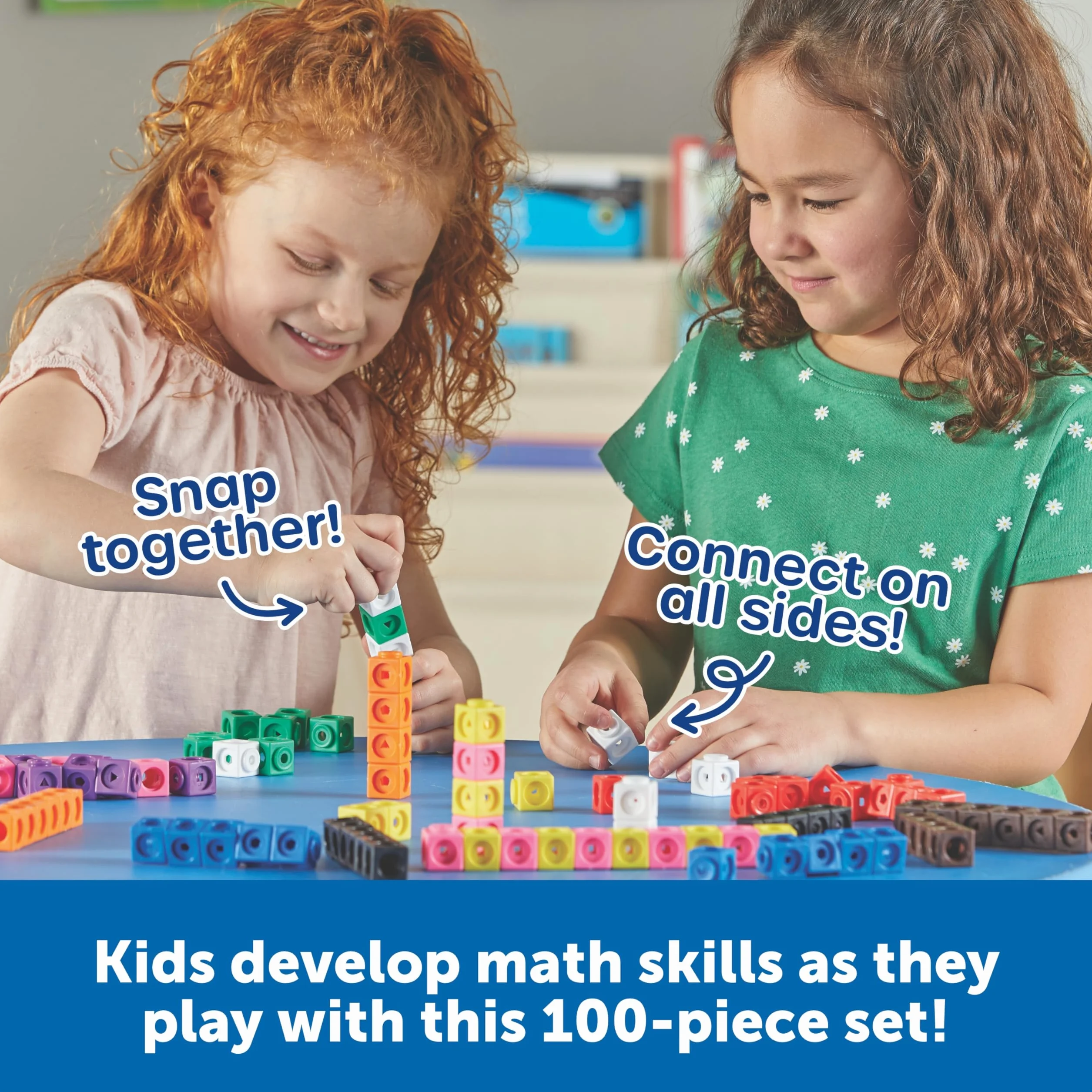 Learning Resources MATHLINK® CUBES-100, Cubes emboîtables pour activités mathématiques, Jeu éducatif STEM, comptage, dès 5 Ans