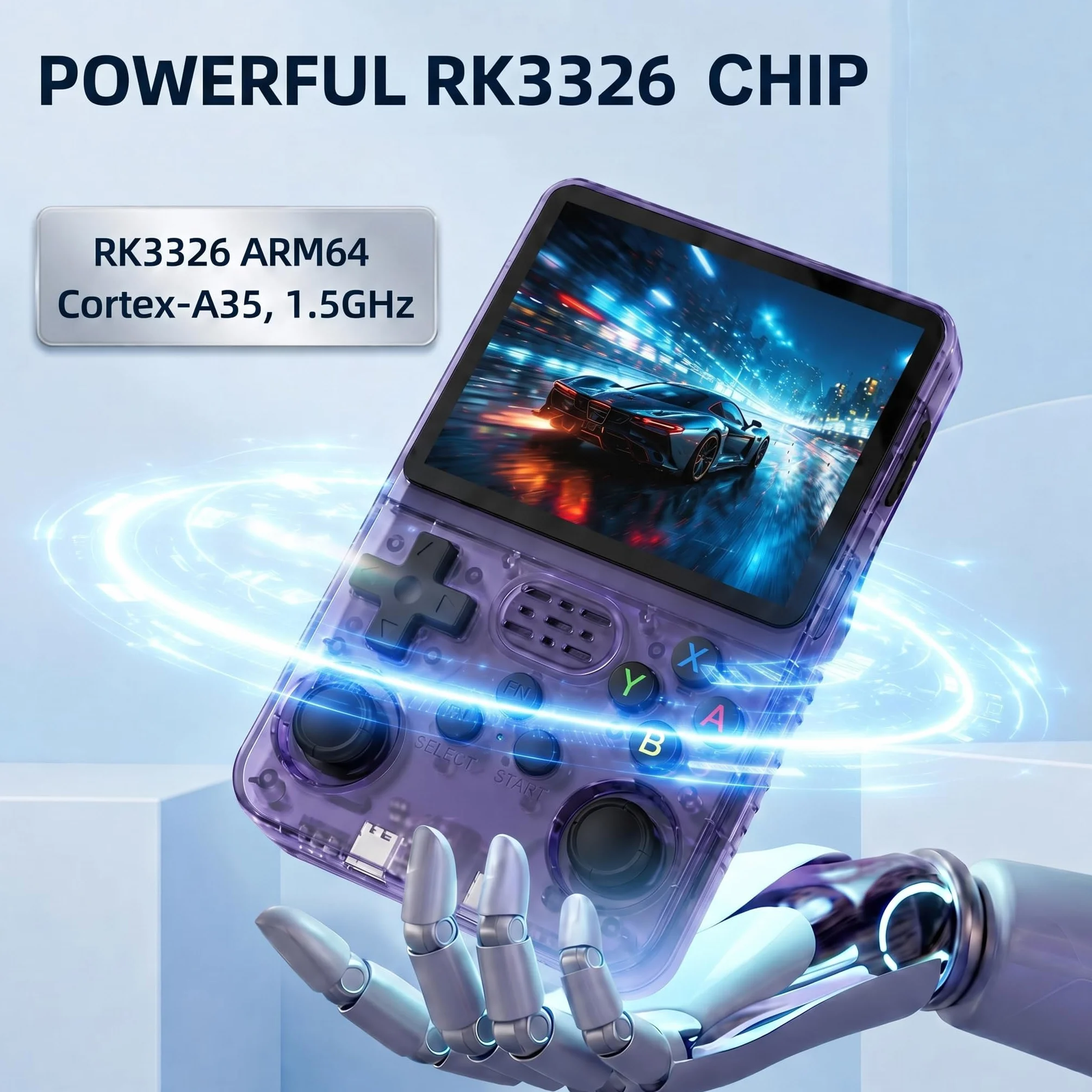 Whatsko Console de Jeux Portable Rétro 128 Go, Linux Open Source, Écran IPS 3,5 Pouces, Violet