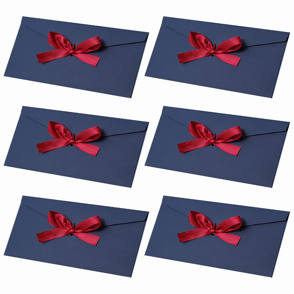 Lot de 10 enveloppes en papier kraft 20 x 11cm pour cartes cadeaux, invitations, lettres vintage avec rubans