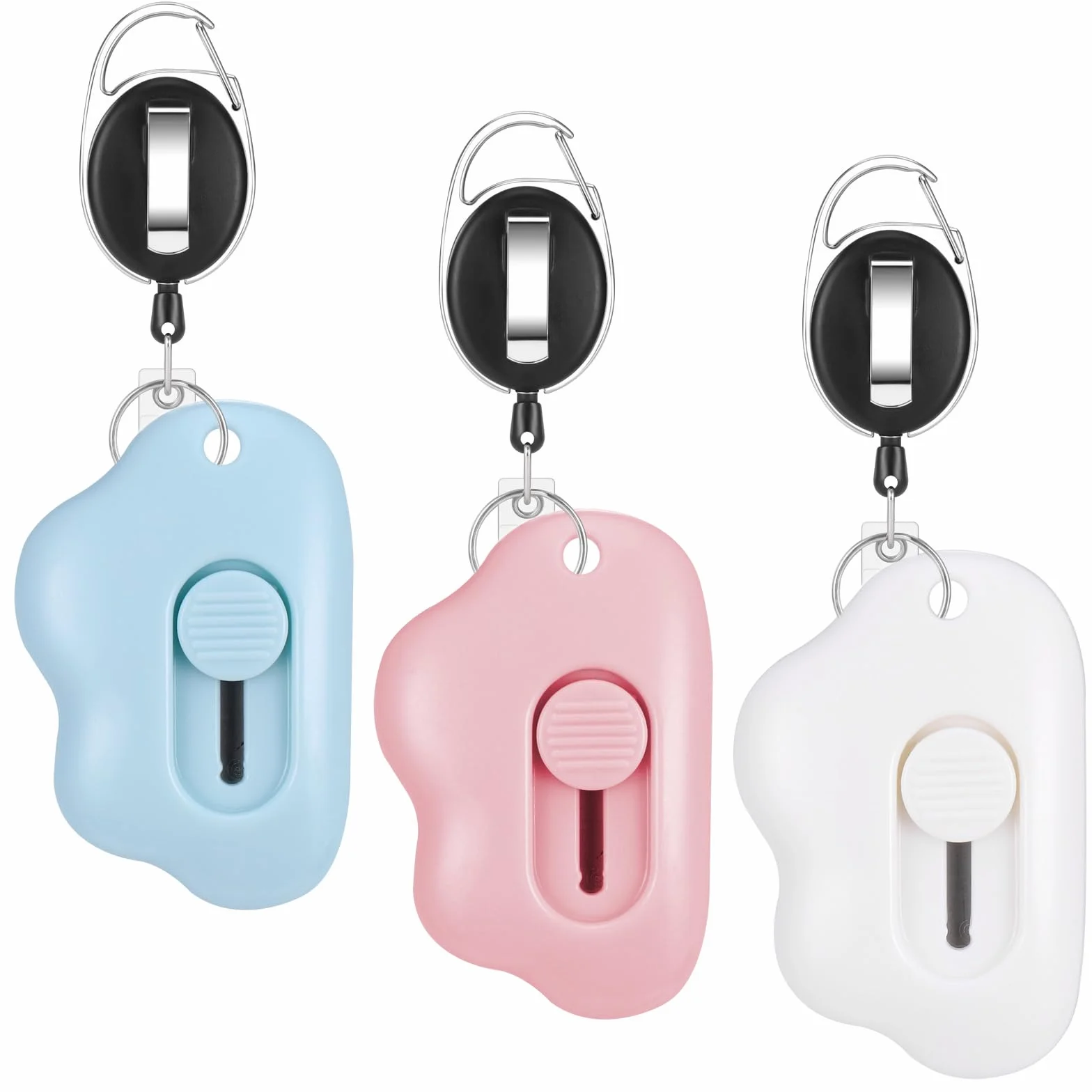 JIANTA Couteau de Papeterie, 3PCS Mini Couteau Utilitaire Portable avec Porte-clés Retractable, Ouvre-Lettre, Cutter Standard