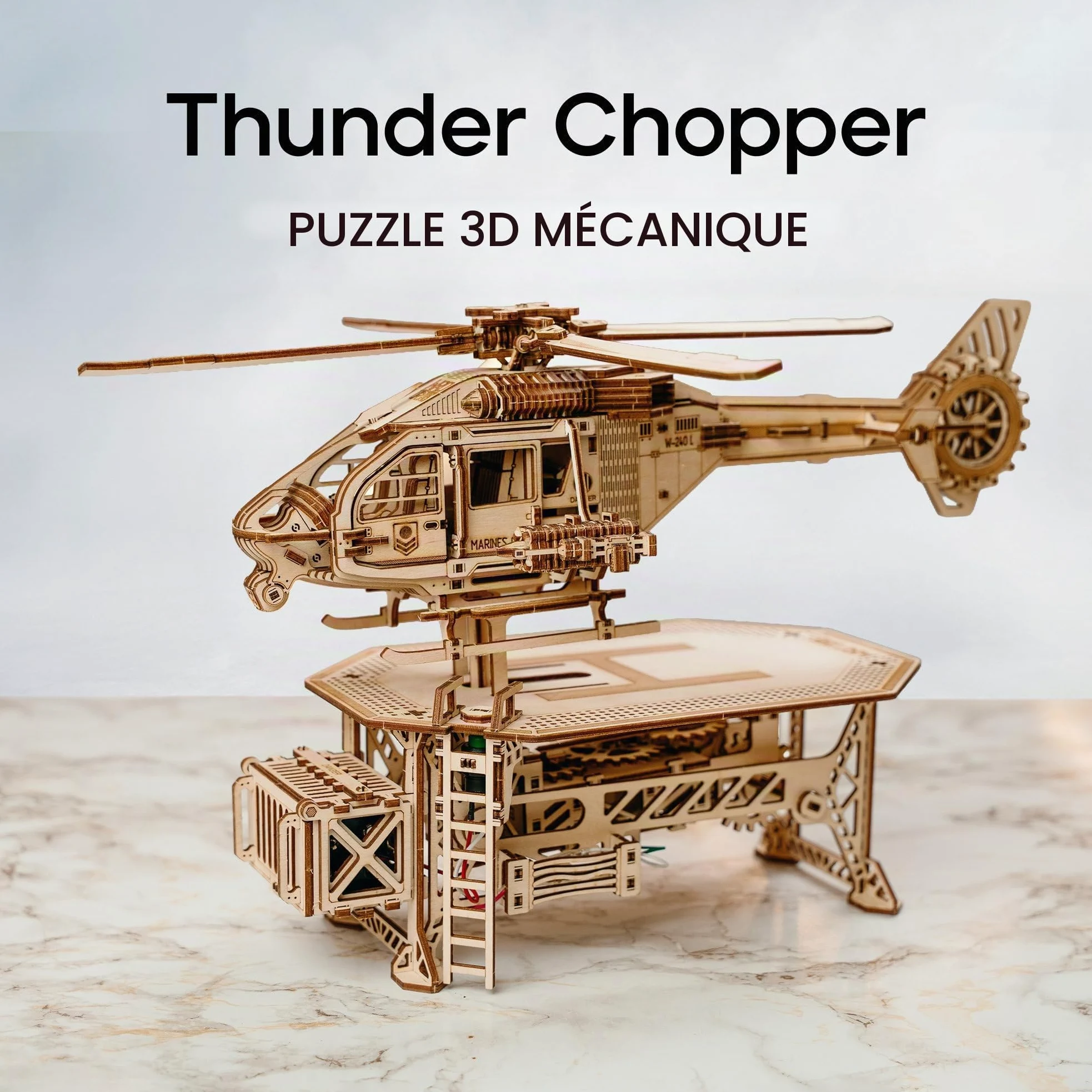 Wood Trick Electric Thunder Chopper Puzzle 3D en Bois pour Adultes à Construire