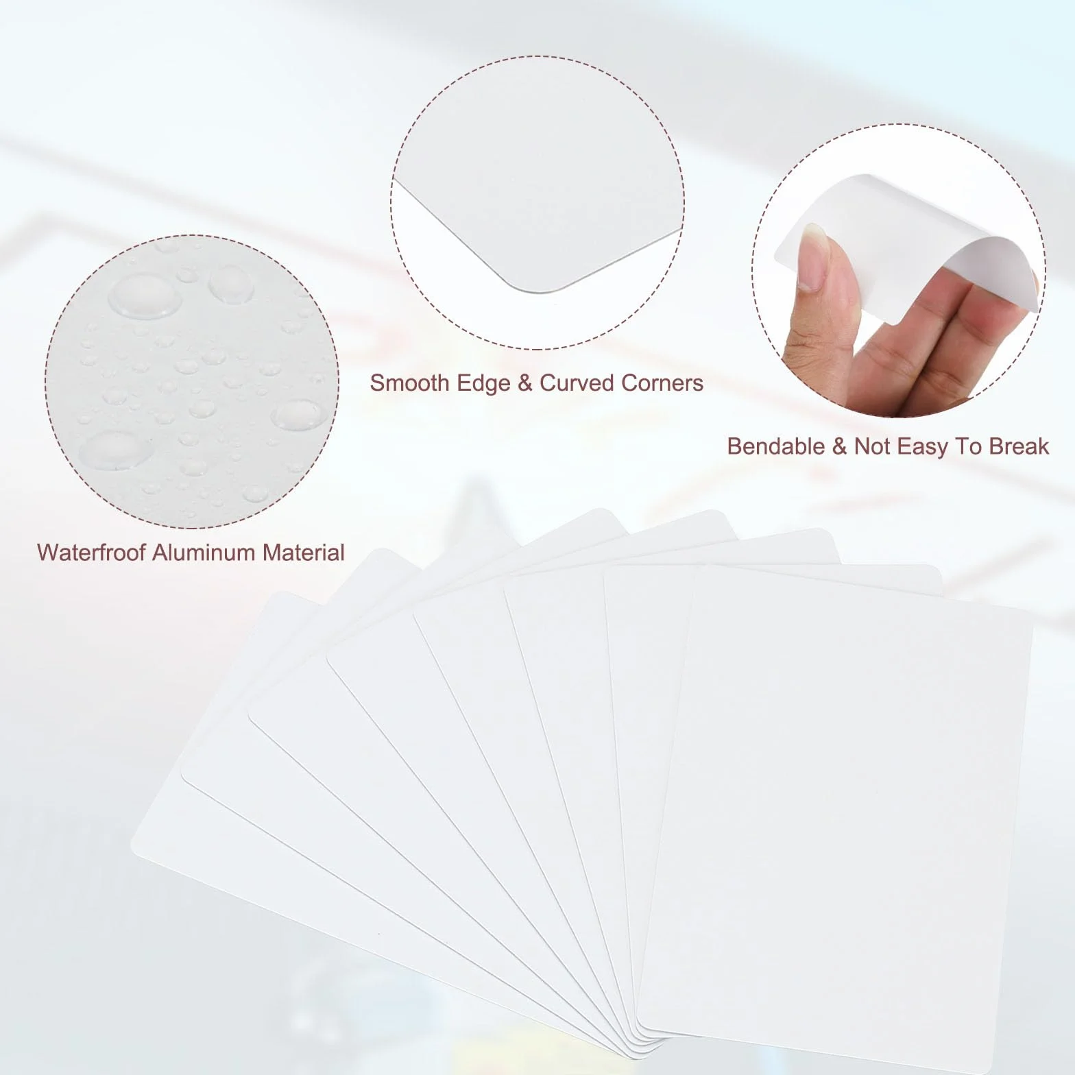PATIKIL 100 Paquet Sublimation Métal Business Cartes vierges 0,45 mm Épais 3,4x2,1 pouce Aluminium Imprimable Carte pour DIY Impression Blanc