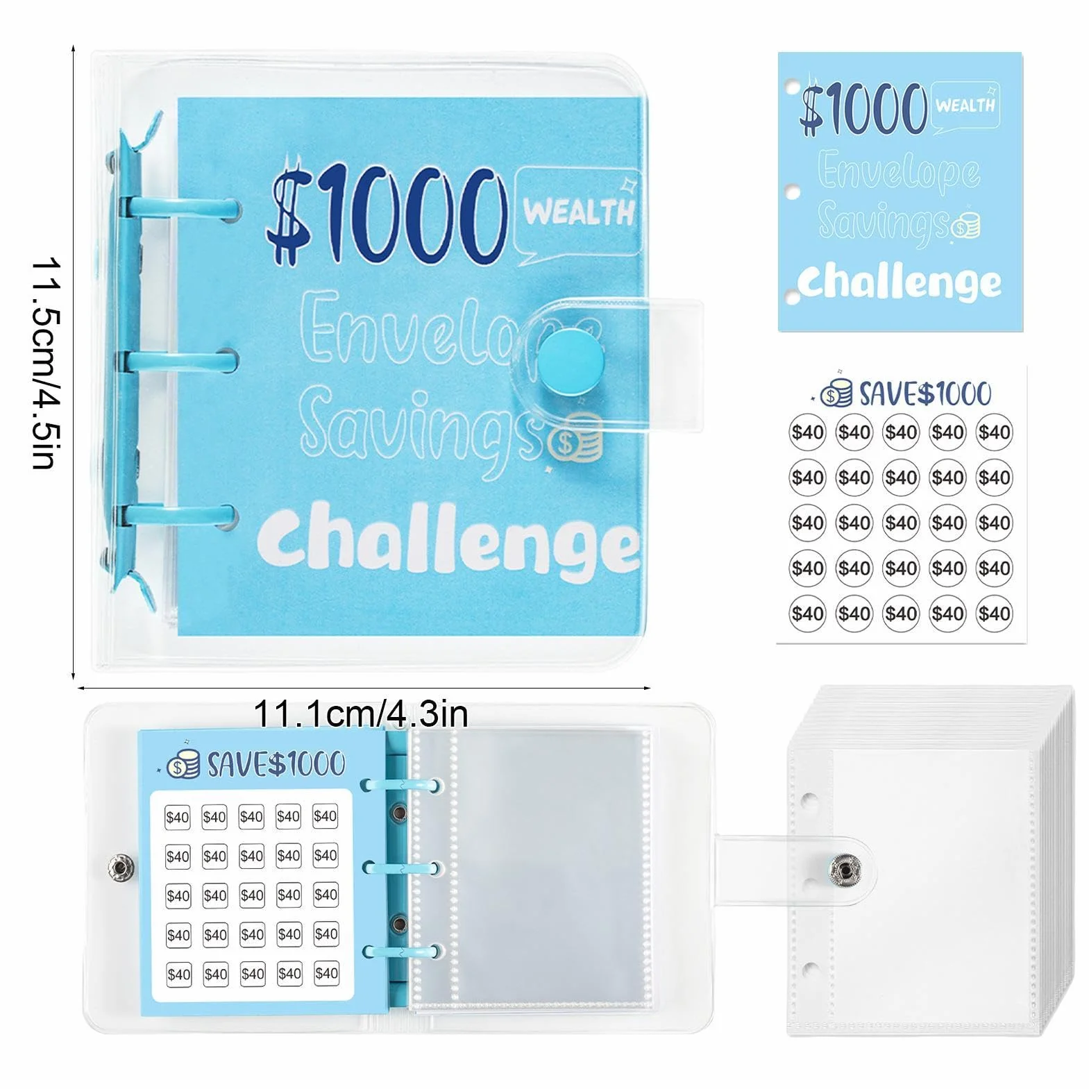 Saving Challenge Book Binder 25 Envelope Portable Family
