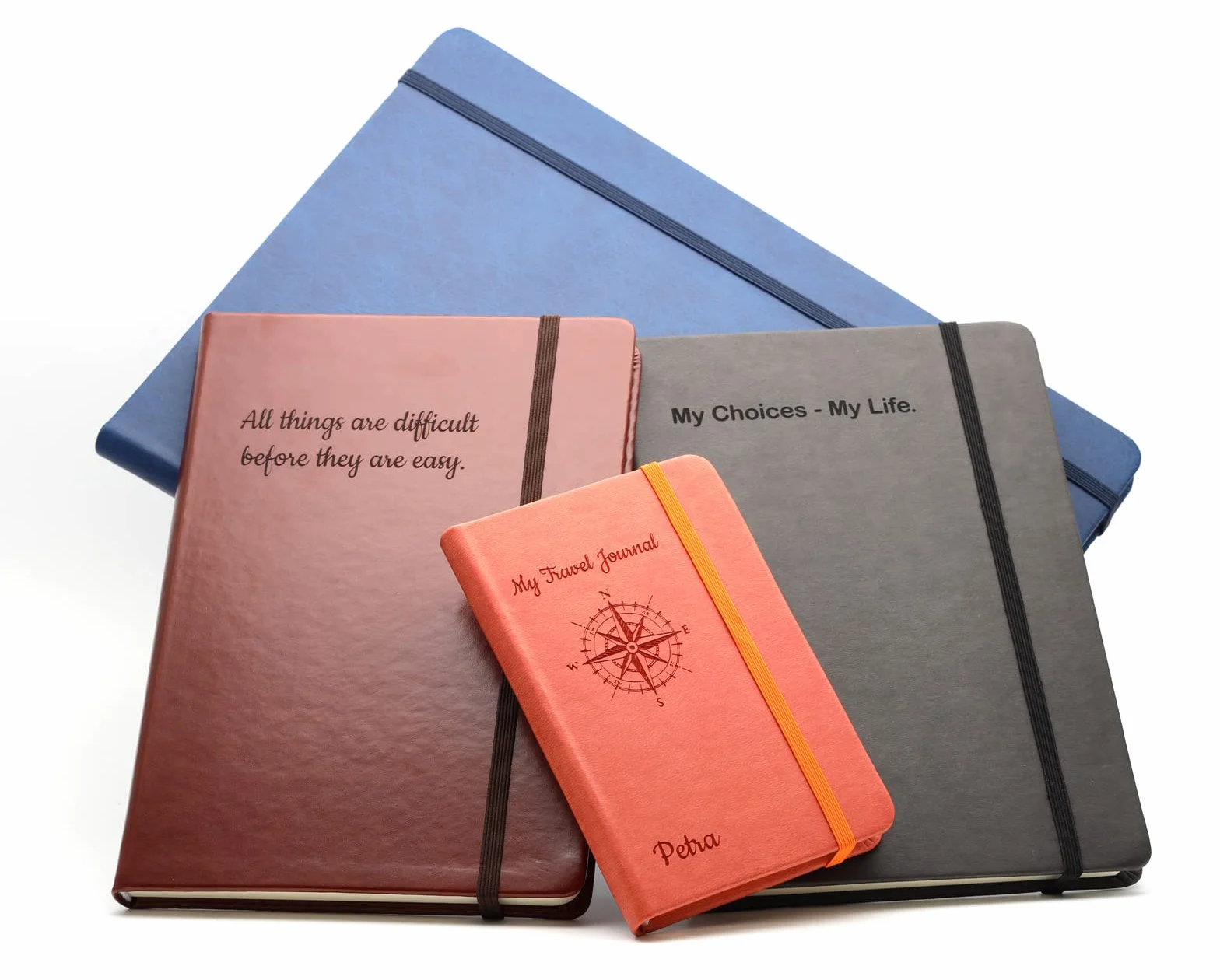 Carnet à couverture rigide personnalisé A5 Noir | Idée cadeau gravée au laser