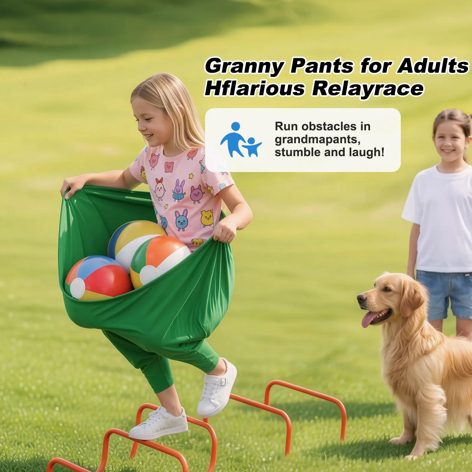 Ensemble de jeu de 4 pantalons de grand-mère avec balles rebondissantes pour adultes et enfants, jeux de fête de famille ultimes dans le jardin