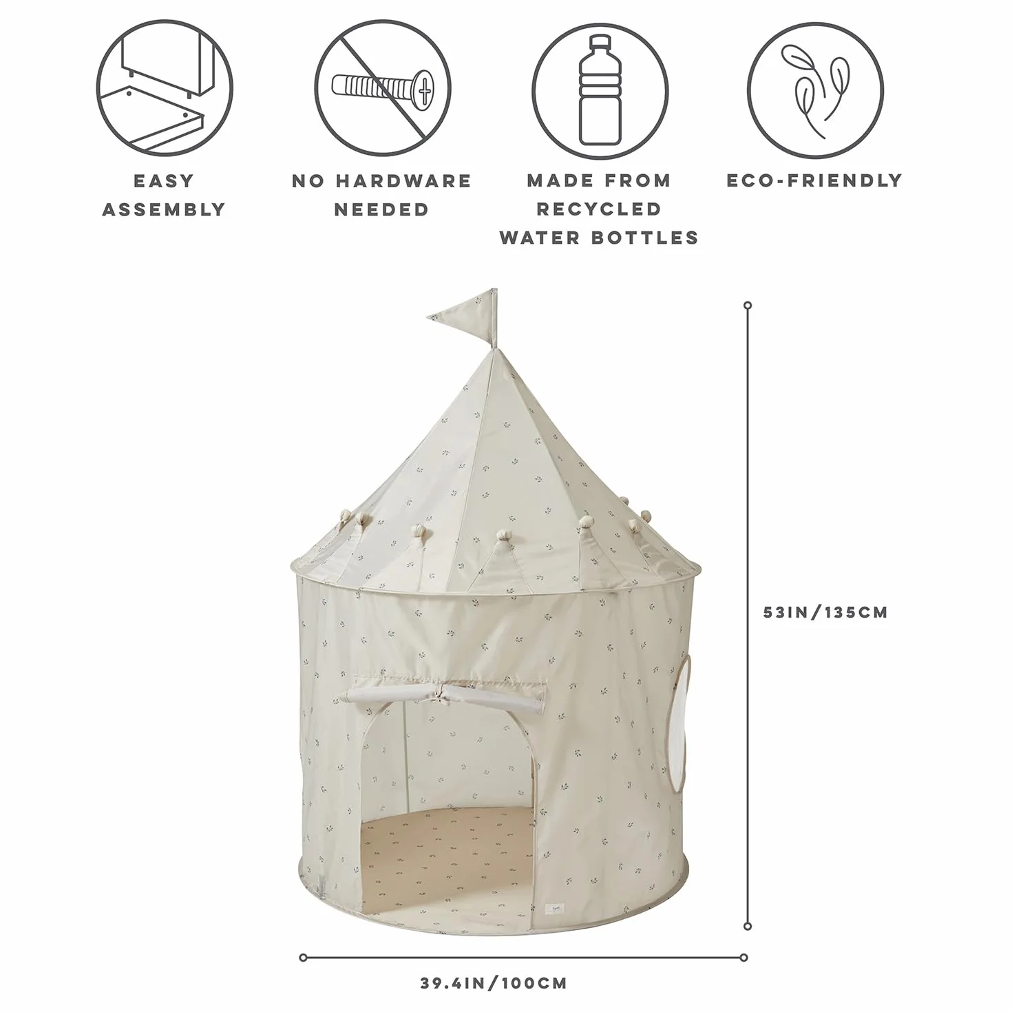 3 Sprouts Tente de Jeu Enfant Intérieure et Extérieure Cabane Château Maison de Jeu Myrtille Taupe