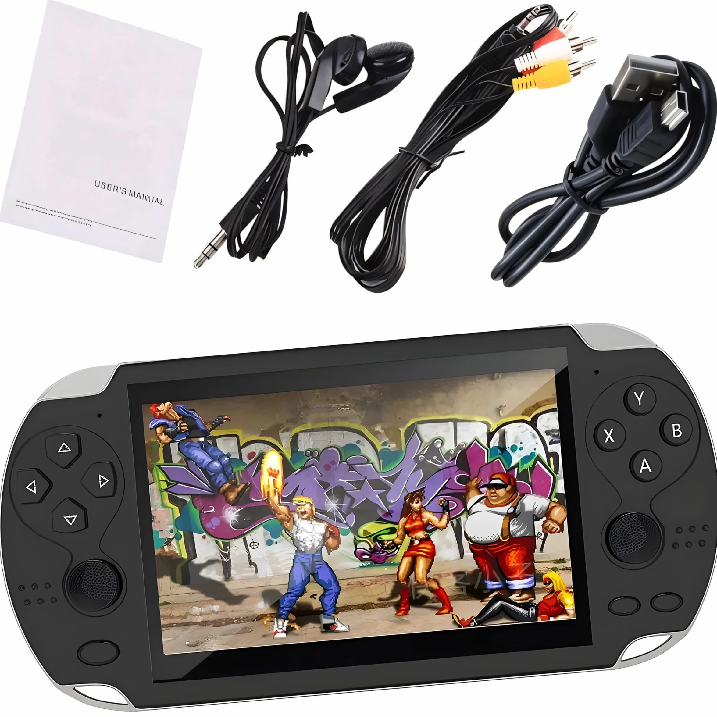 Console de Jeux Portable Rétro Retoo, Écran HD 5,1 Pouces, 1000+ Jeux, Noir