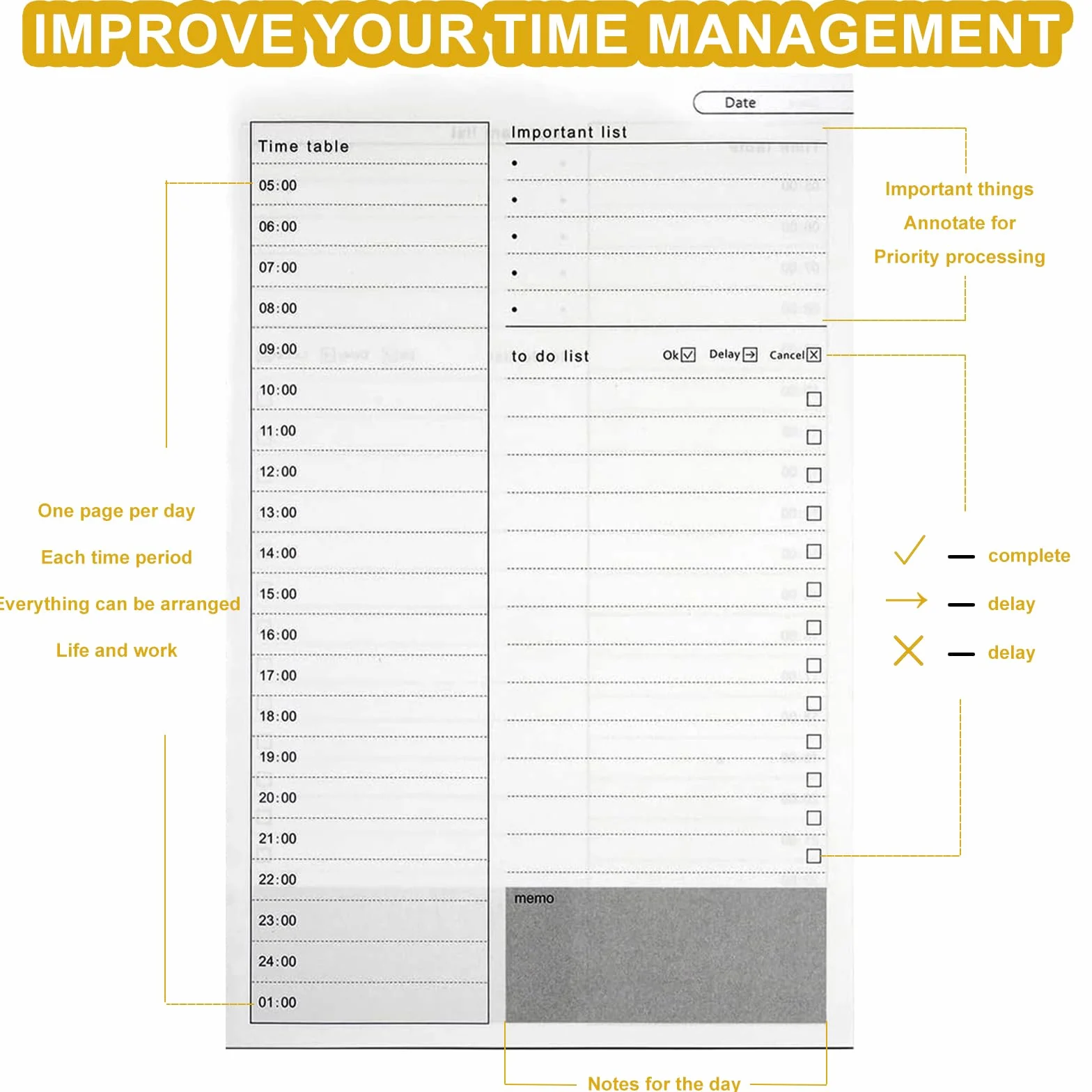 To Do List Bloc Note Daily Planner A4 Cahier Spirale Agenda Journalier 19 cm x 13.2 cm