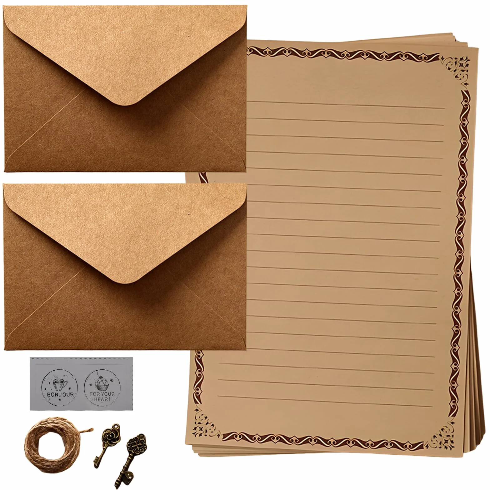 Papier à Lettres Vintage avec Enveloppes Set, Qixuer DIY pour Lettres