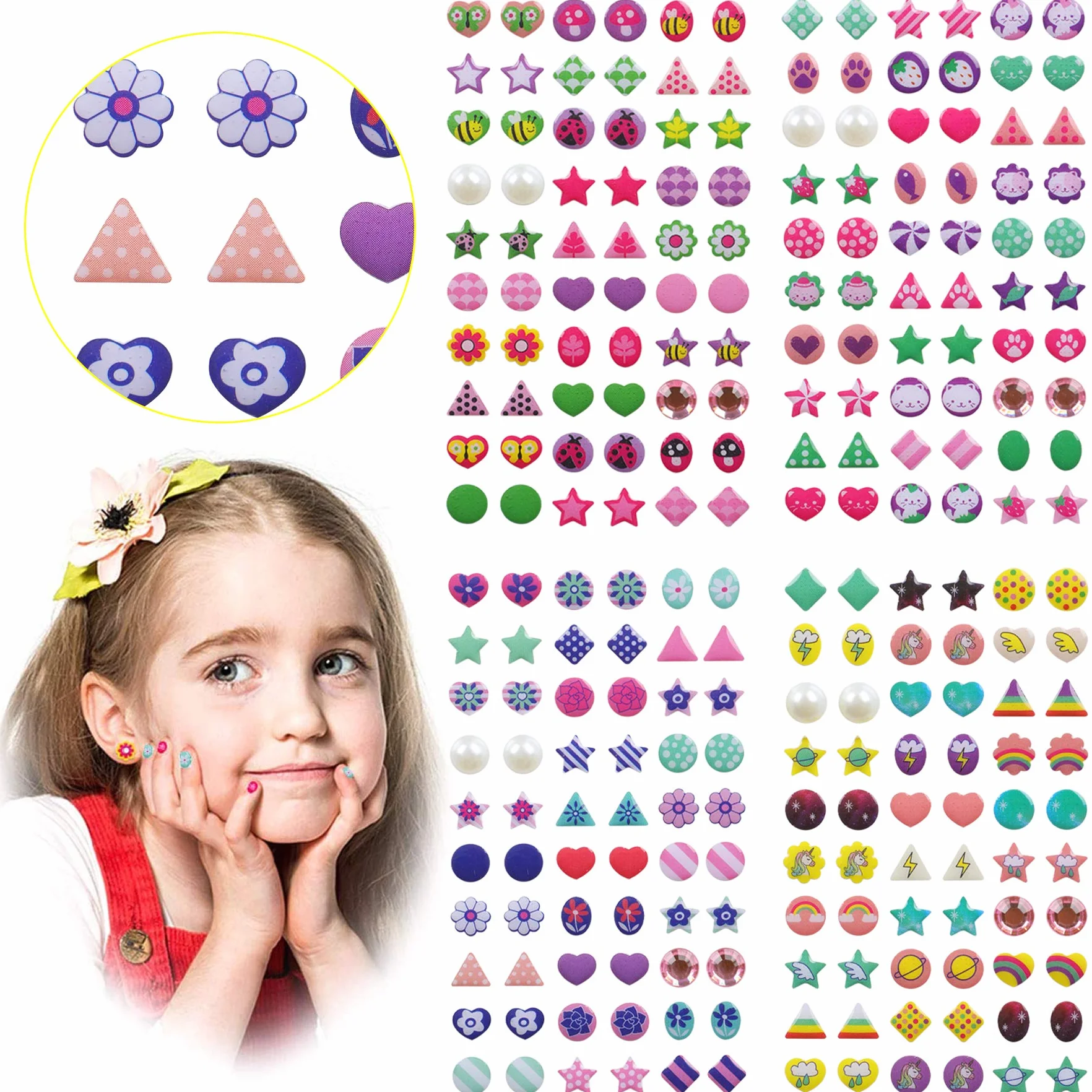 AUGSUN Autocollants Boucles d'oreilles 240Pcs Adhésives Paillettes Cristal 3D pour Filles