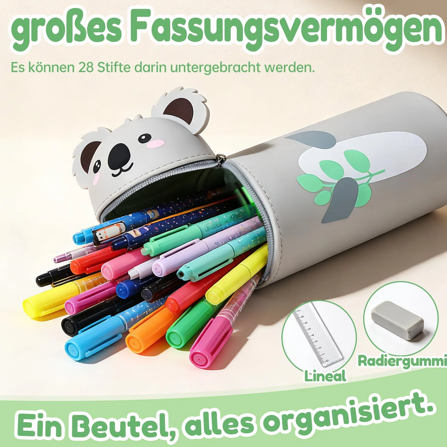 Trousse souple 2 en 1 en silicone Kawaii Orange Koala
