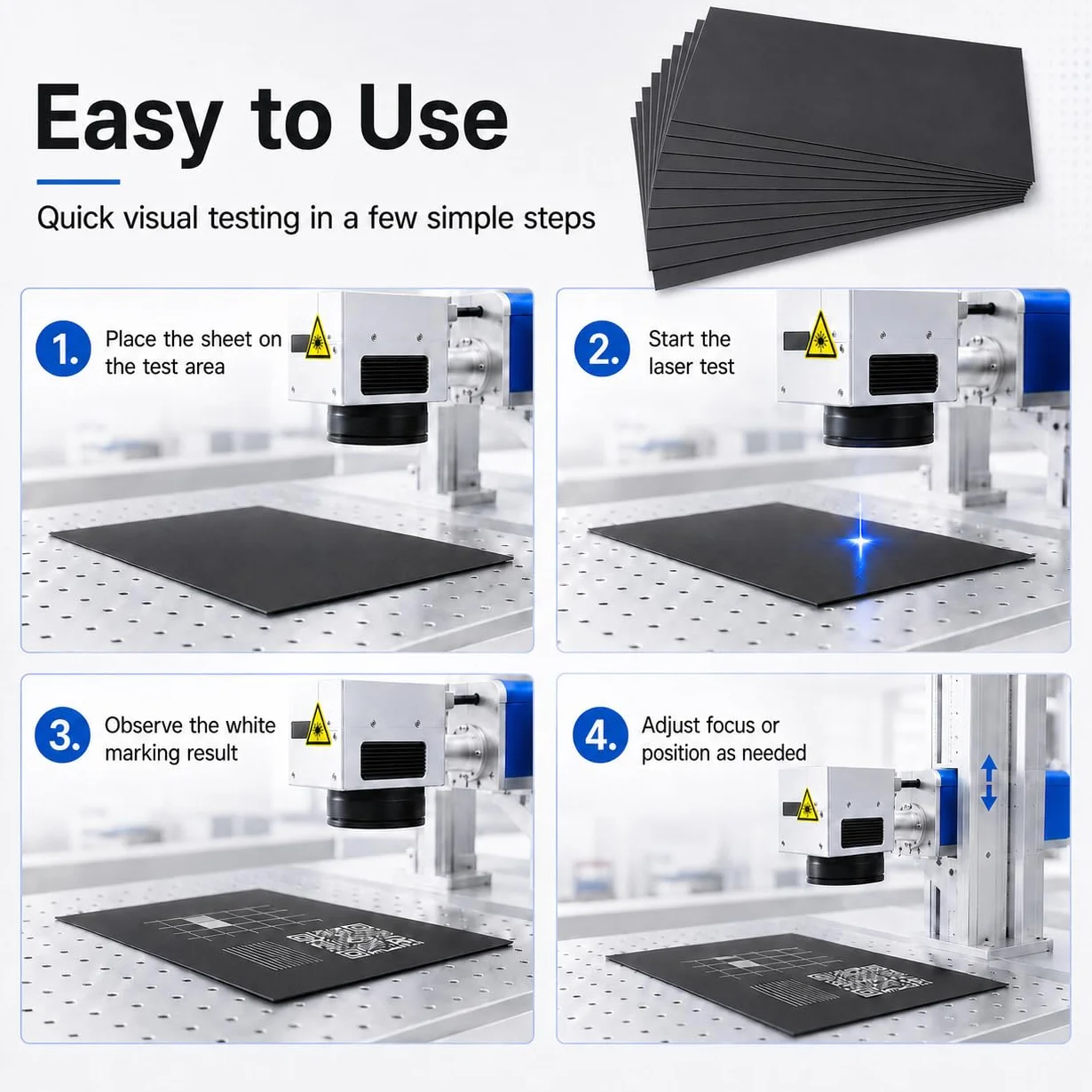 Papier de Test Gravure Laser A4 285x210mm Double Face pour Marquage Laser Fibre