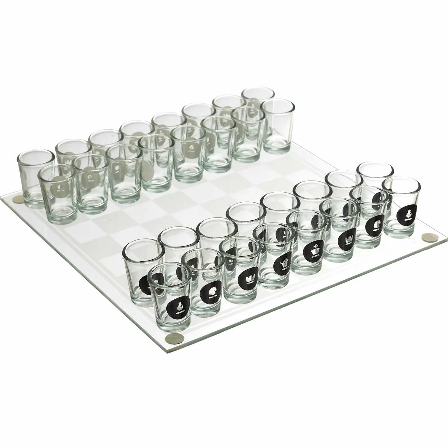 MISTER GADGET MG3519 Jeu d'Échecs à Boire en Verre Blanc et Noir