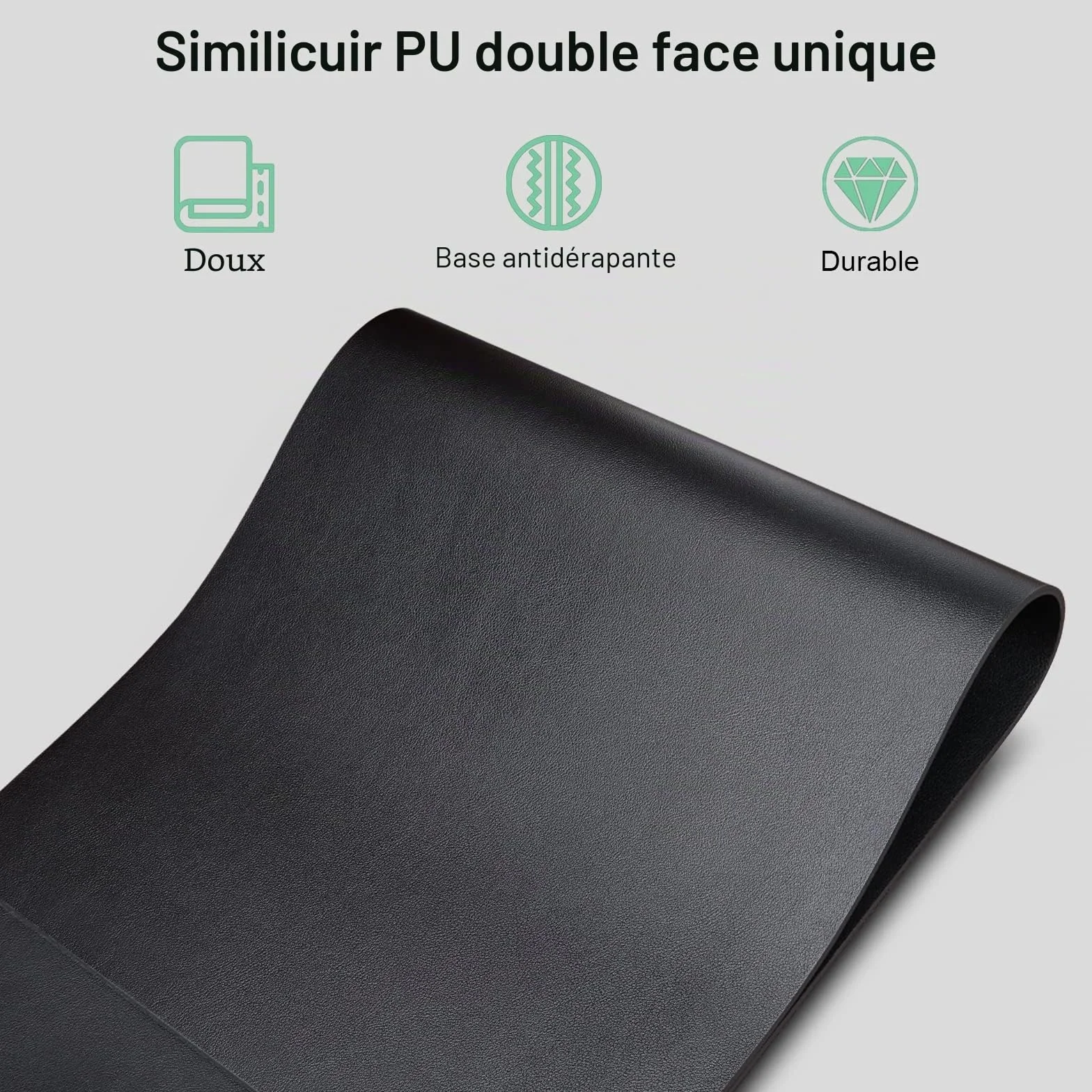 GORESE Sous-main Bureau en Cuir PU avec Charge rapide sans fil 10W, Tapis Bureau Tapis de Souris étanche antidérapant 90x42 cm Noir