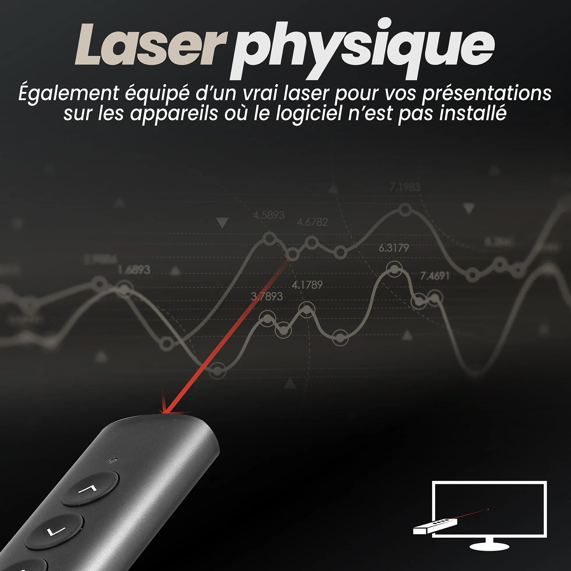 T'nB Télécommande de présentation Spotlight Rechargeable Aluminium Gris