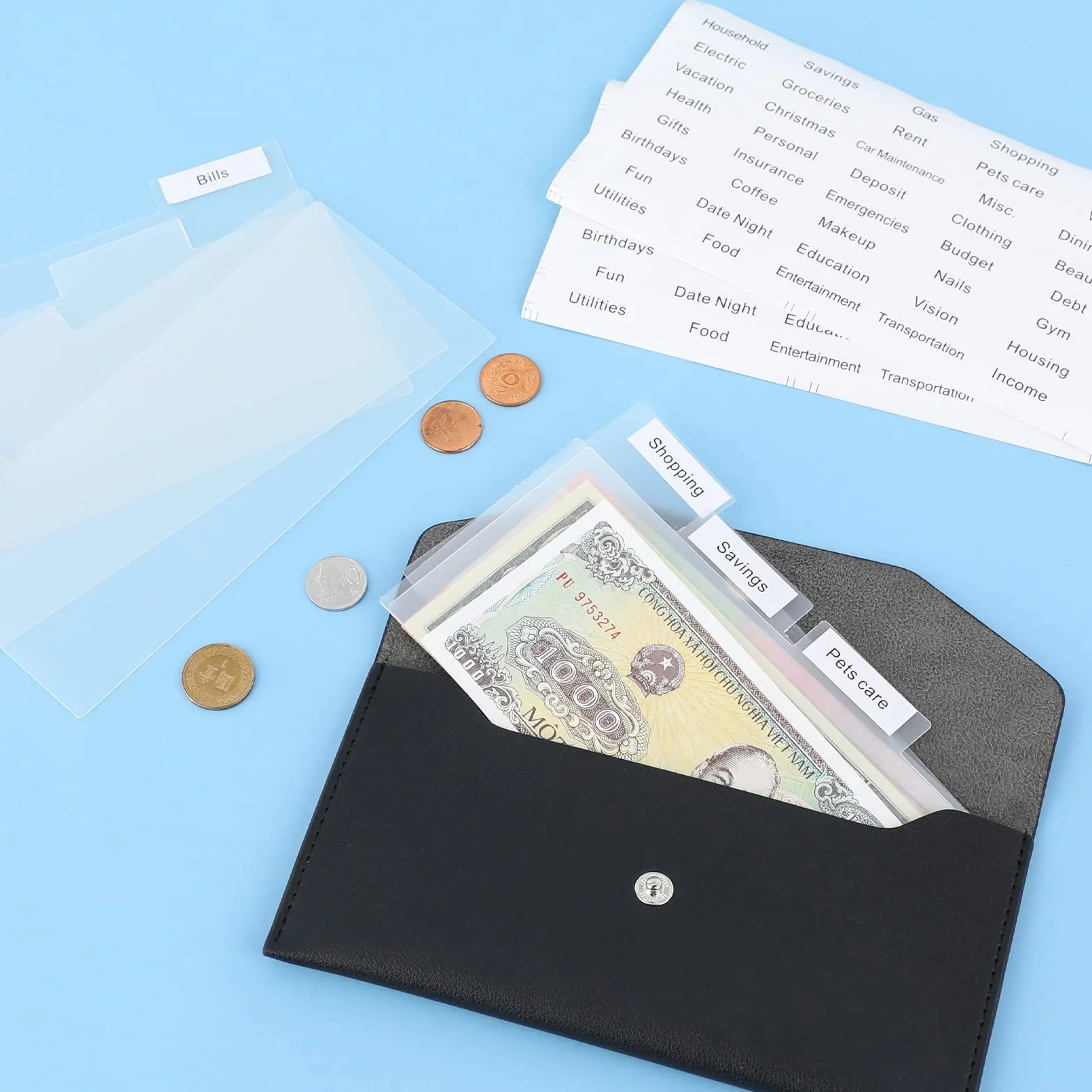 Lot de 11 Enveloppes pour Espèces, Portefeuille de Trésorerie, Planificateur Budgétaire, Classeur en Cuir Synthétique