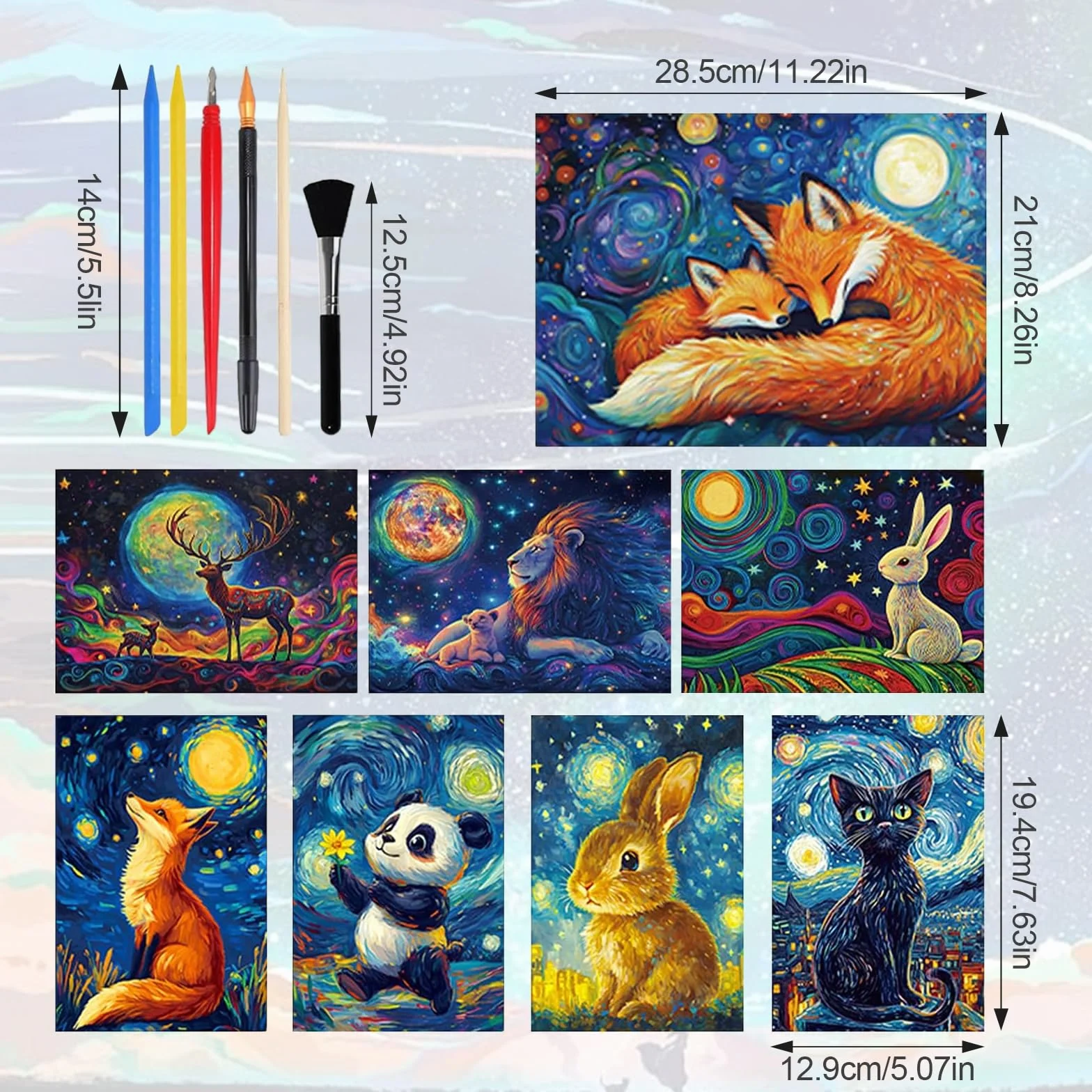 Carte à Gratter - Scratchboard Art - Activités Créatives pour Décorer Chambre, Salon, Bureau