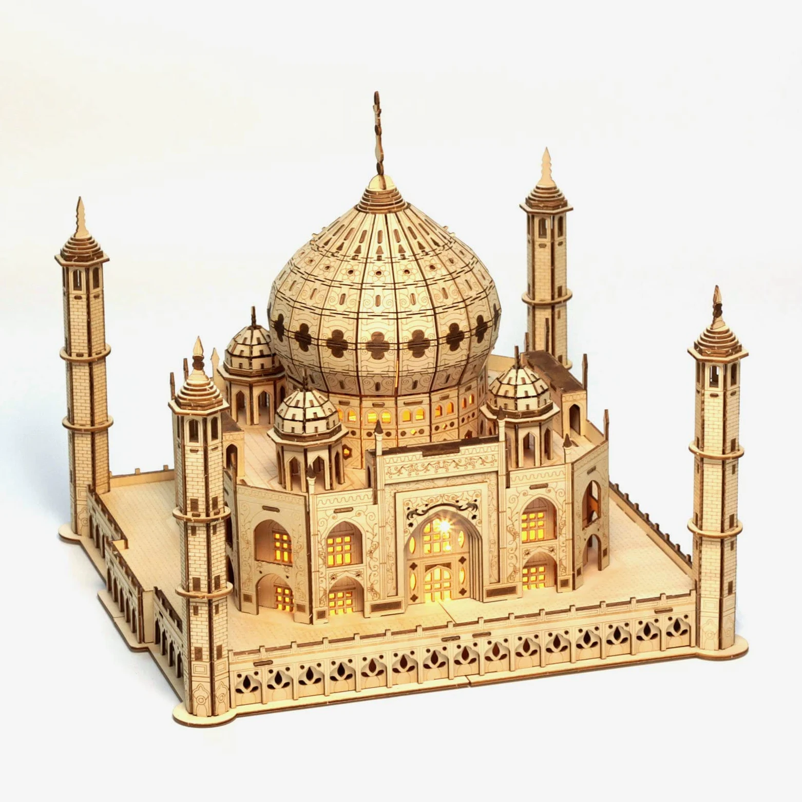 Cuteefun Kit Maquette d'Architecture, Puzzle 3D Taj Mahal avec LED [416Pcs] | Objet Décoratif Rafiné avec Éclairage LED, Maquette à Construire pour Adultes, Cadeau Unique pour Noël et Anniversaire
