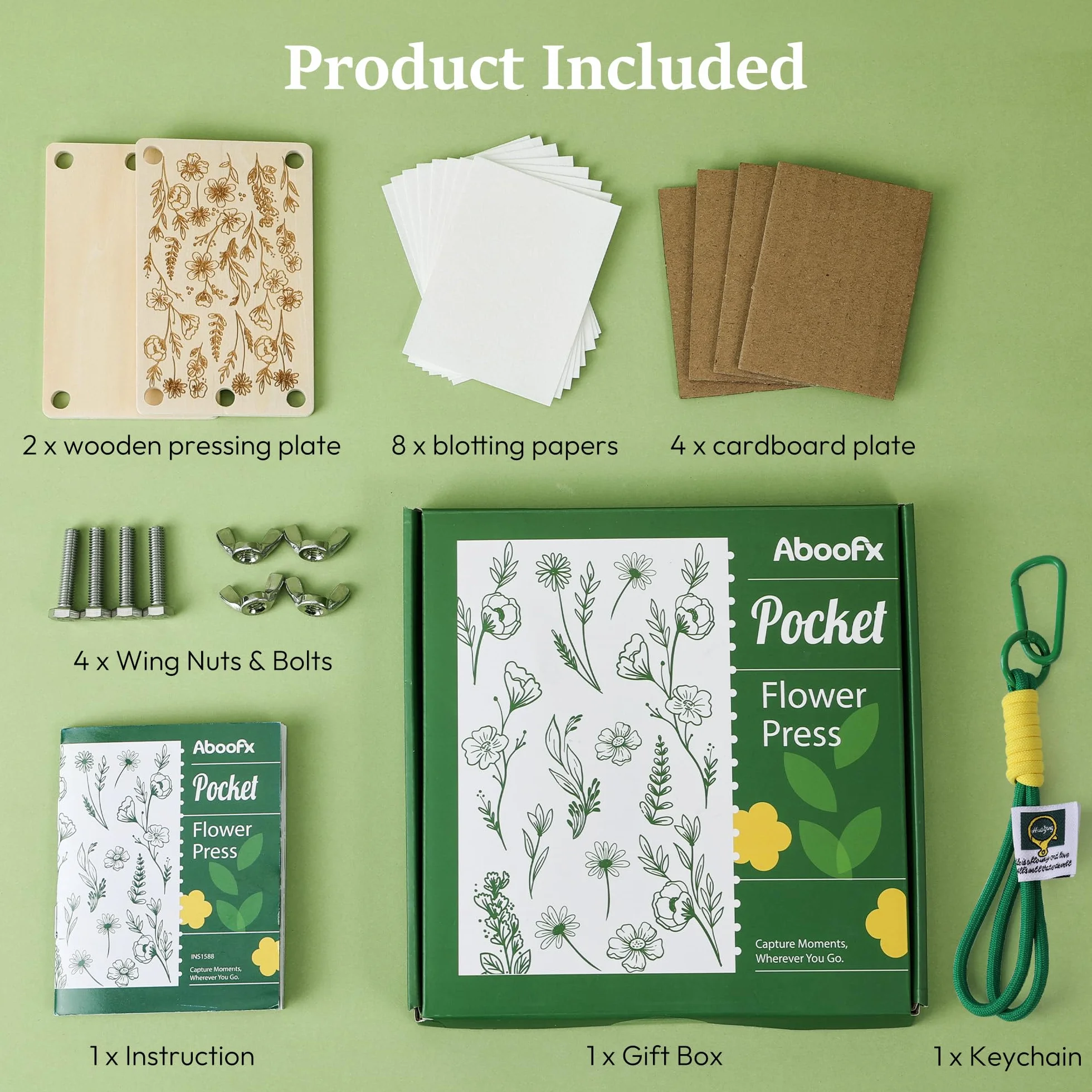 Aboofx Mini presse à fleurs kit de conservation de poche pour presser les plantes extérieur fleurs séchées débutantes loisirs créatifs