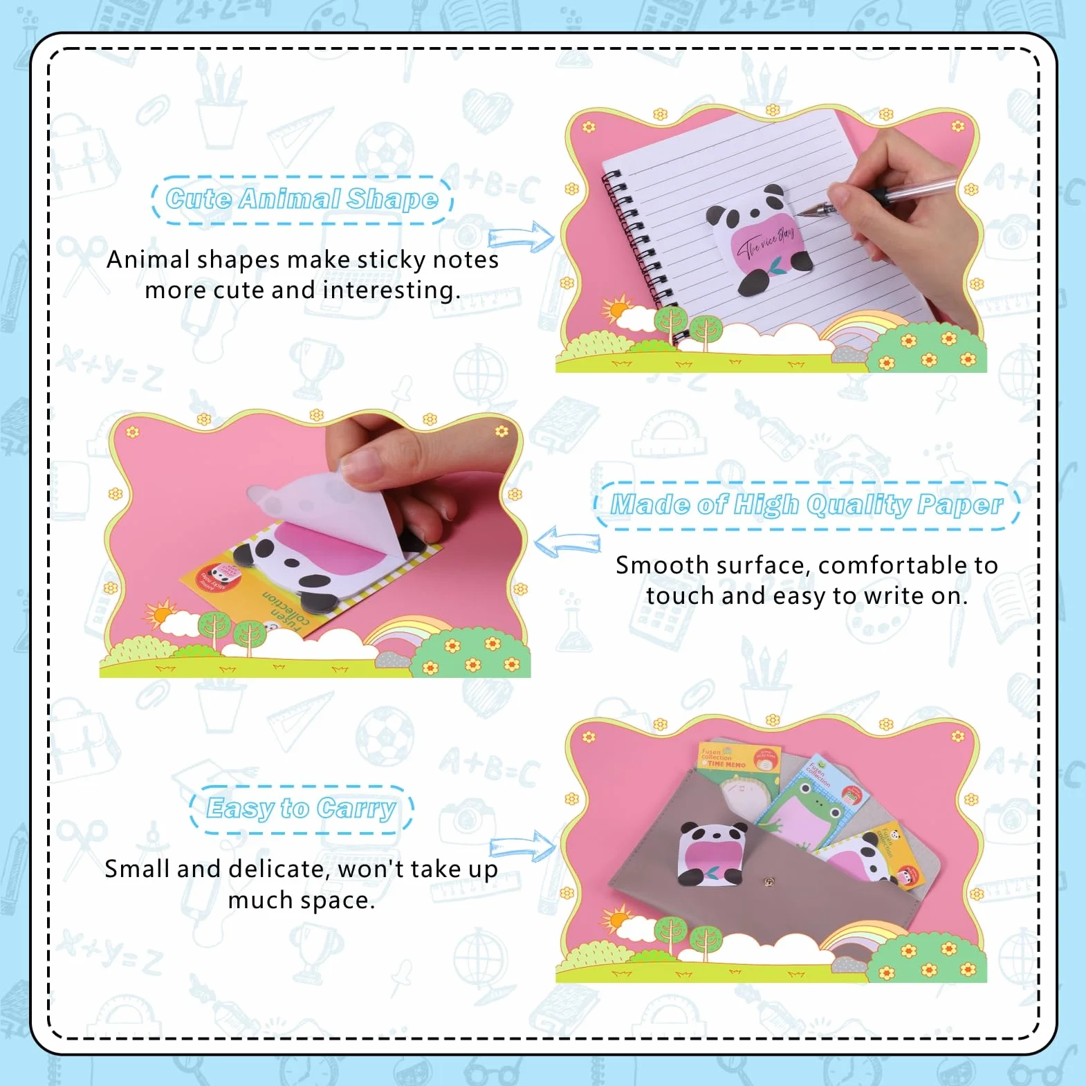 JIANTA 640 Feuilles Mini Notes Adhésives Colorées Animaux, Blocs Mémo Autocollant Sticky Notes