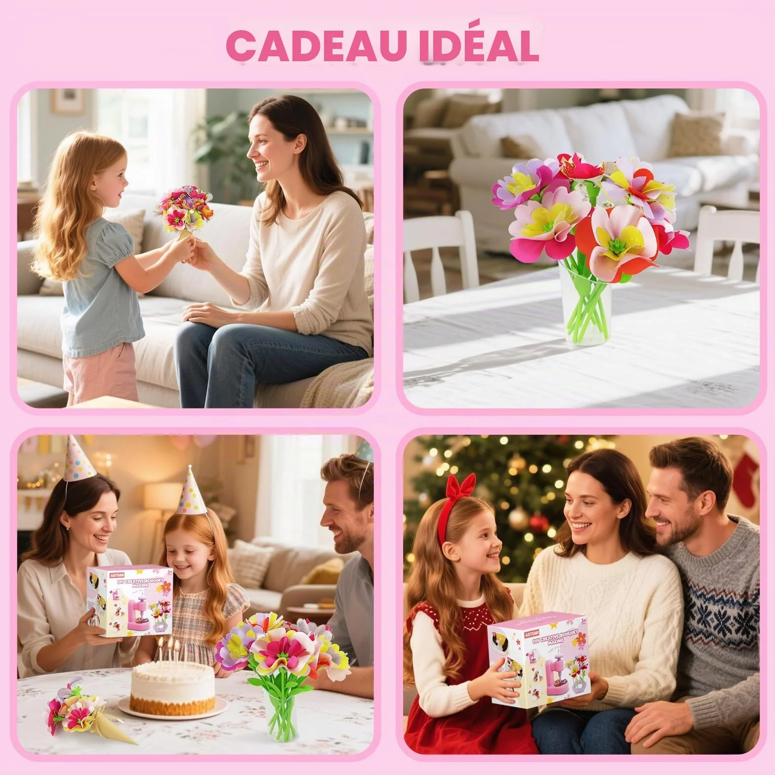ASTGMI Kit Création Bouquet de Fleurs DIY, Cadeau Fille 3-10 Ans, Jouet Fleurs Enfant