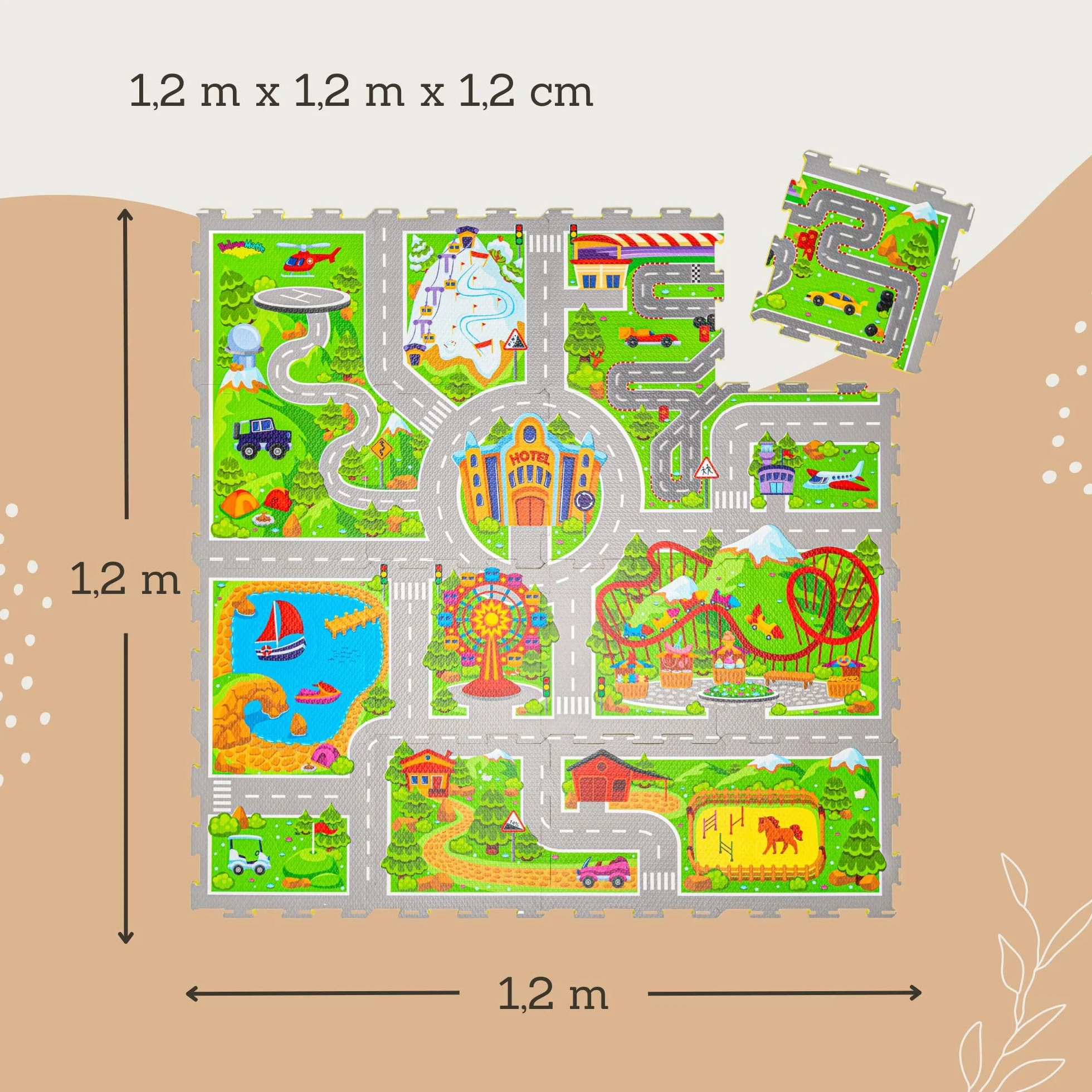 Hakuna Matte Tapis Puzzle pour enfants 1,2 x 1,2 m 16 carreaux mousse à encastrer épais doux certifié EN-71