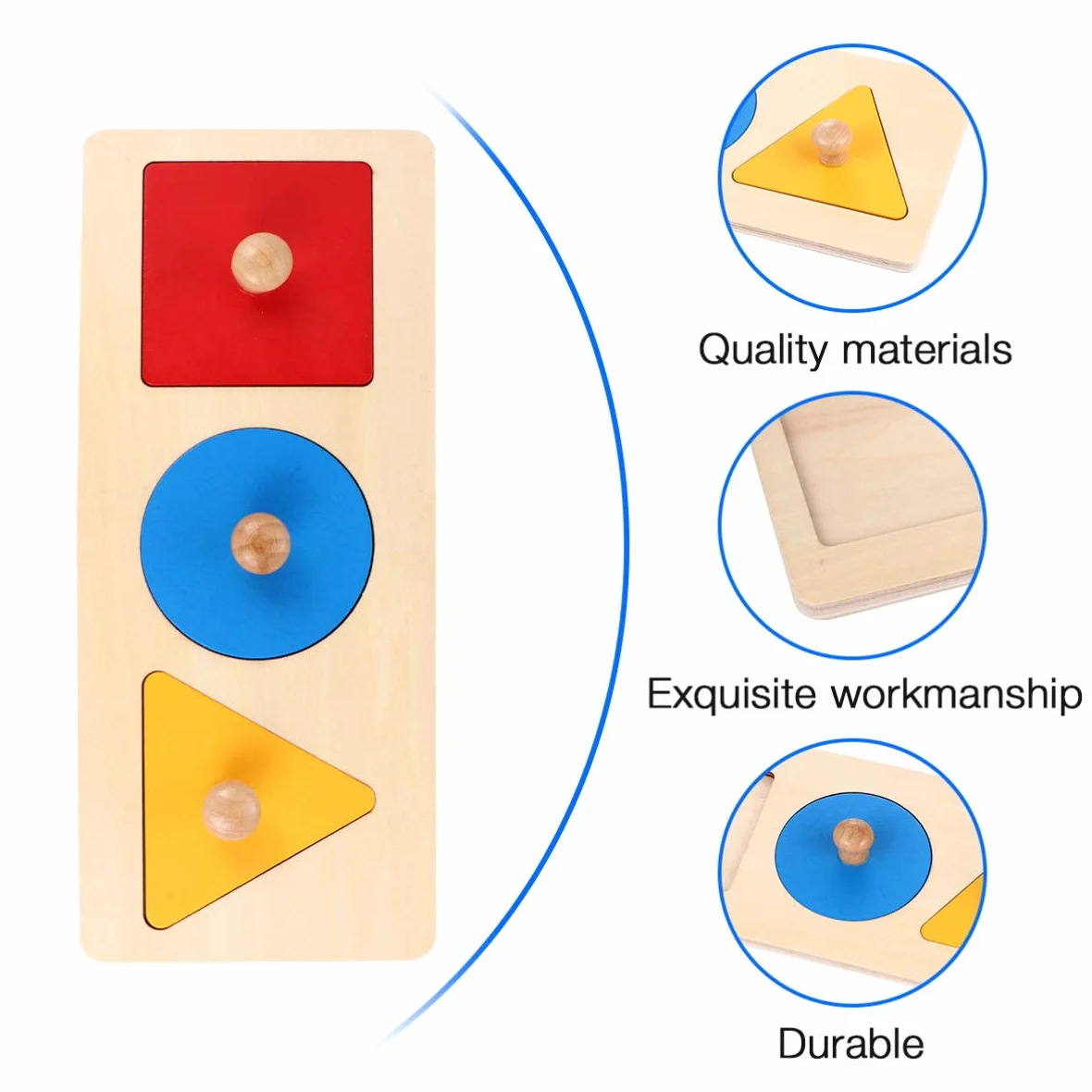Montessori Puzzle géométrique à emboîter Jouet en bois 30,5 x 10,9 x 3,5 cm Jouet éducatif développement précoce