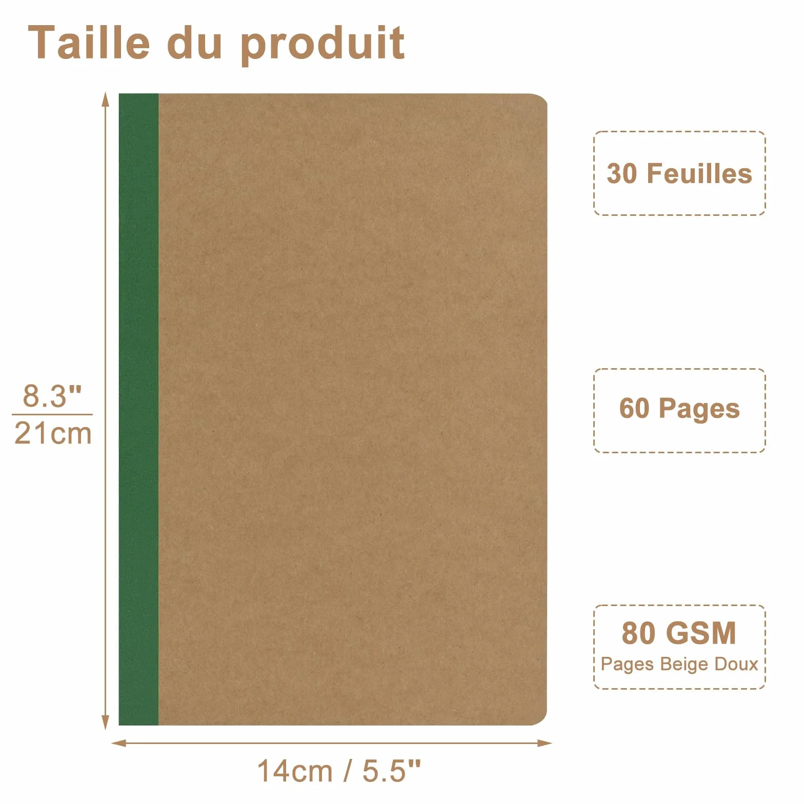 Cahiers Lignés avec Dos Arc-en-Ciel, Lot de 12 Blocs Carnet de Notes, Couverture Kraft, 60 Pages