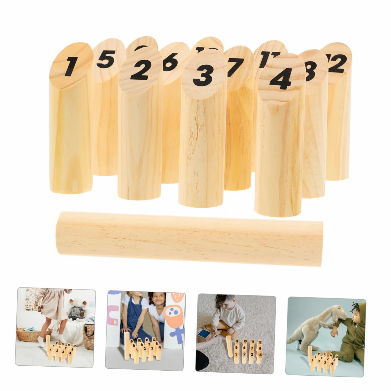 BESTonZON Jeu de Lancer en Bois Numéroté Finlandais pour Garçon et Filles et Adultes, Jouet Interactif D'extérieur en Bois, Ensemble Complet pour Jeux de Travail D'équipe
