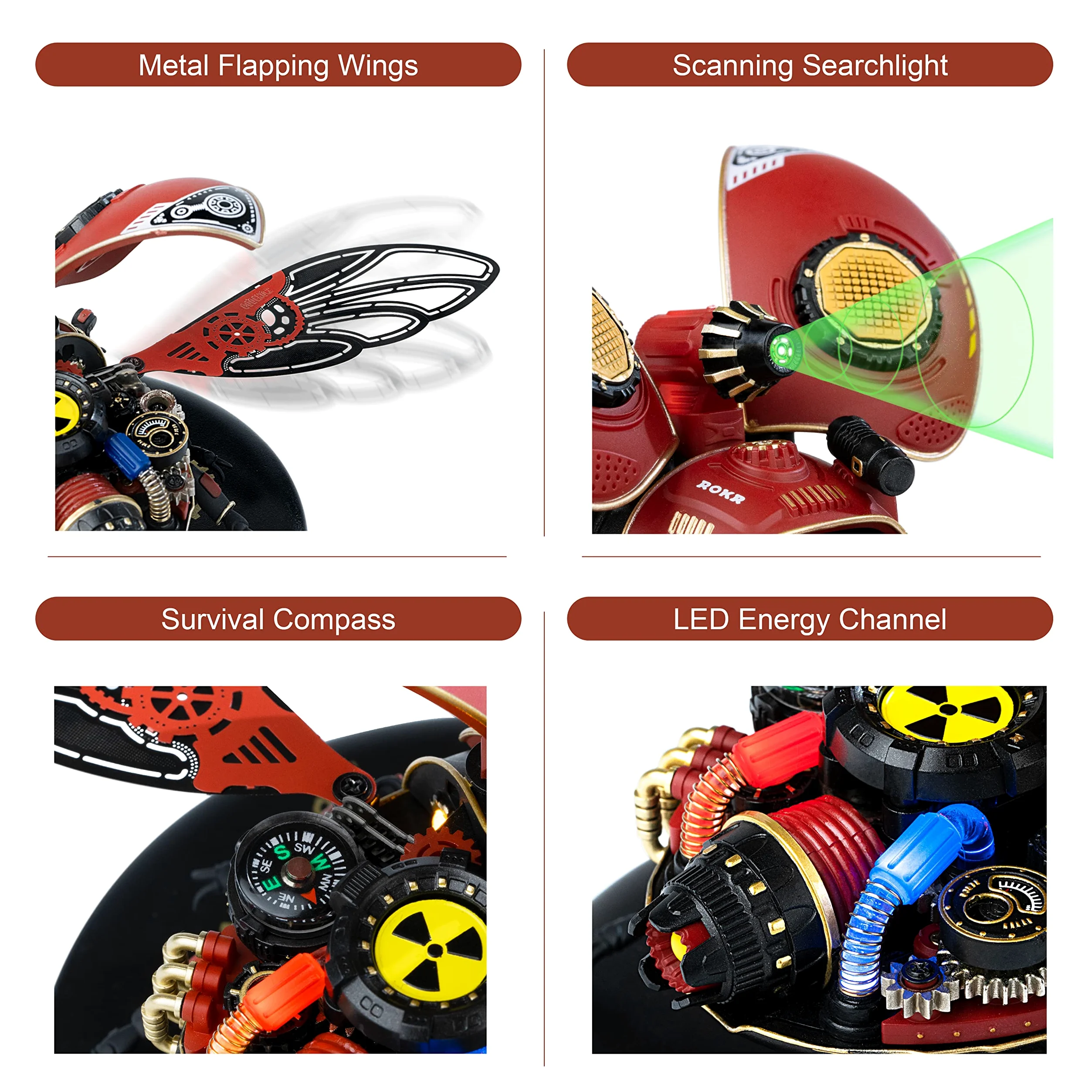 ROKR Puzzle 3D Metal Insecte Modélisme pour Adultes à Construire Scout Beetle Cadeau de Décoration de Bureau à la Maison（MI02