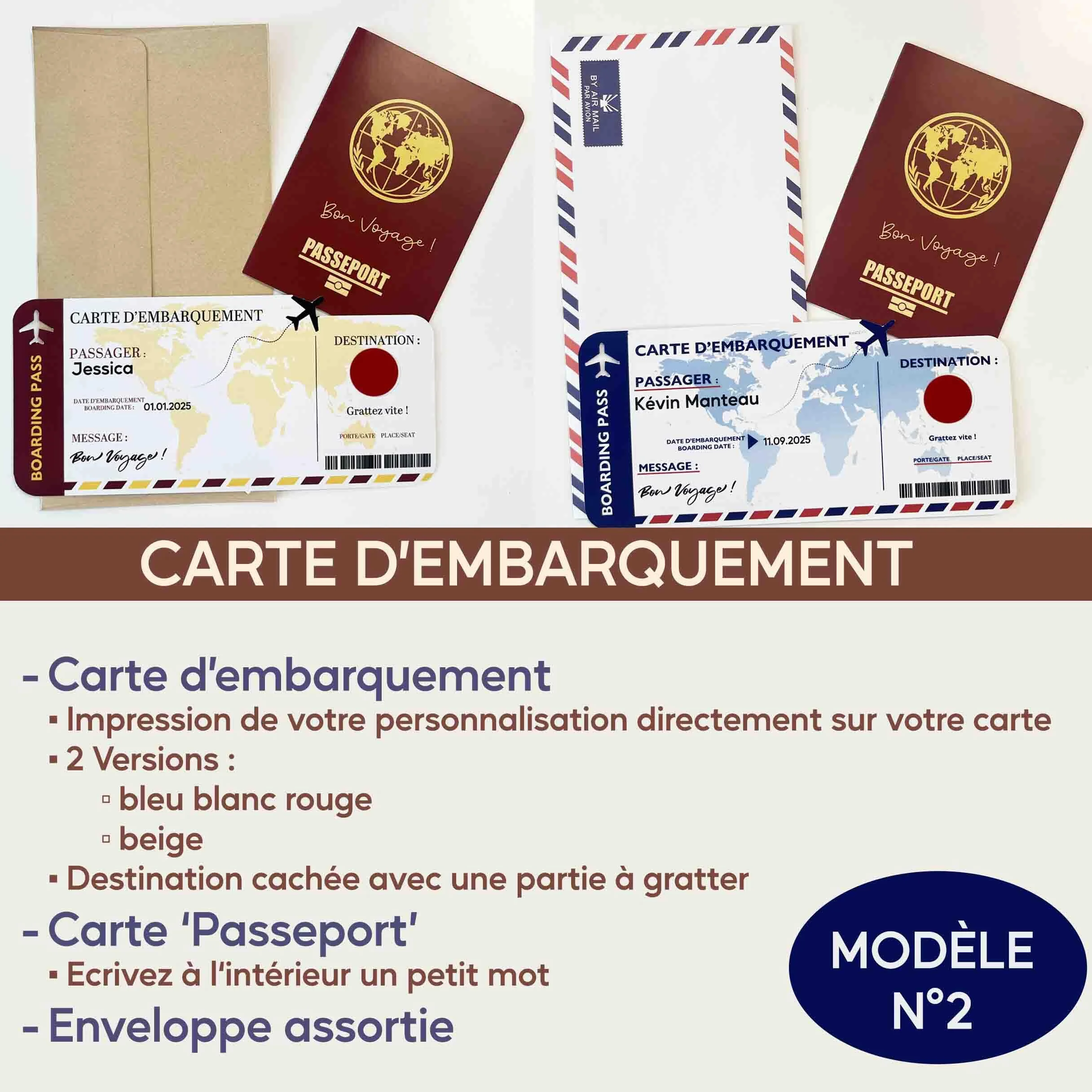 Carte Cadeau Voyage Carte Embarquement Personnalisée
