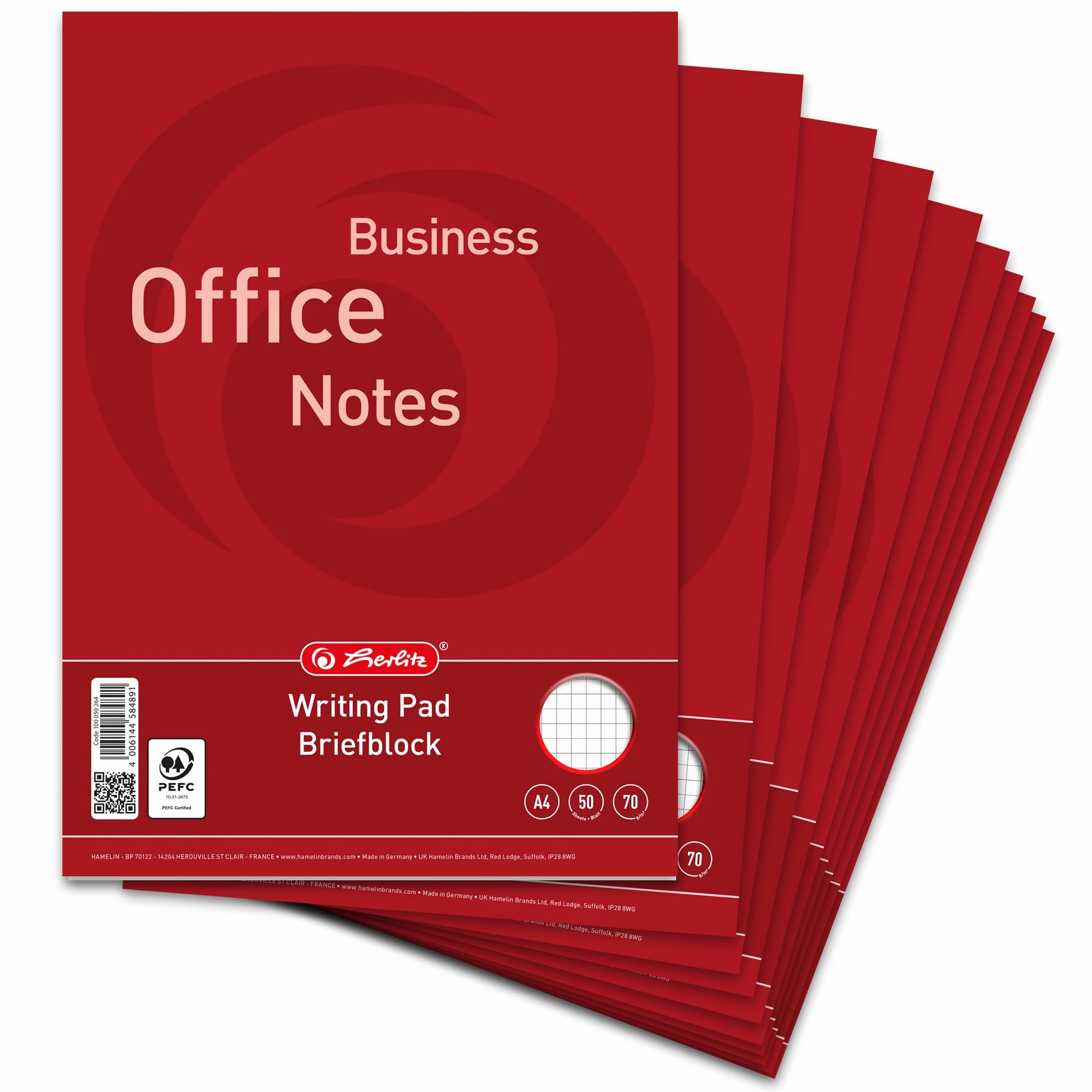 Landré Papier à lettre A4 70 g/m² Lot de 10 blocs quadrillé 50 pages