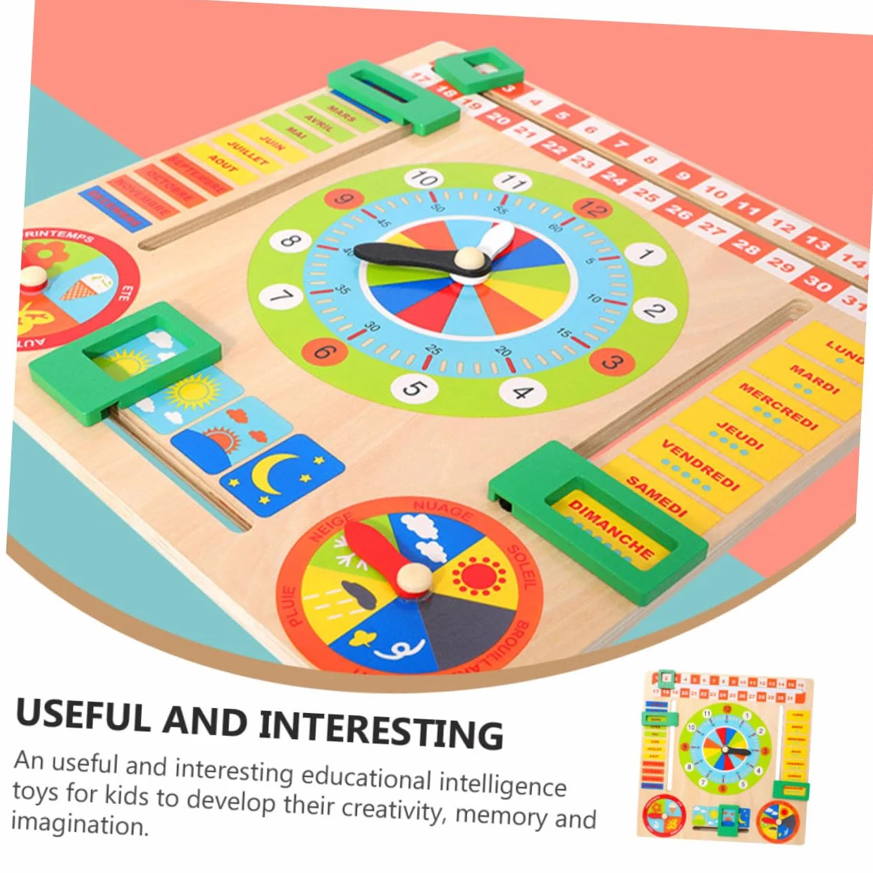 Horloge en Bois Jouet d'Apprentissage pour Enfants Surface Lisse Éveil Éducation Précoce