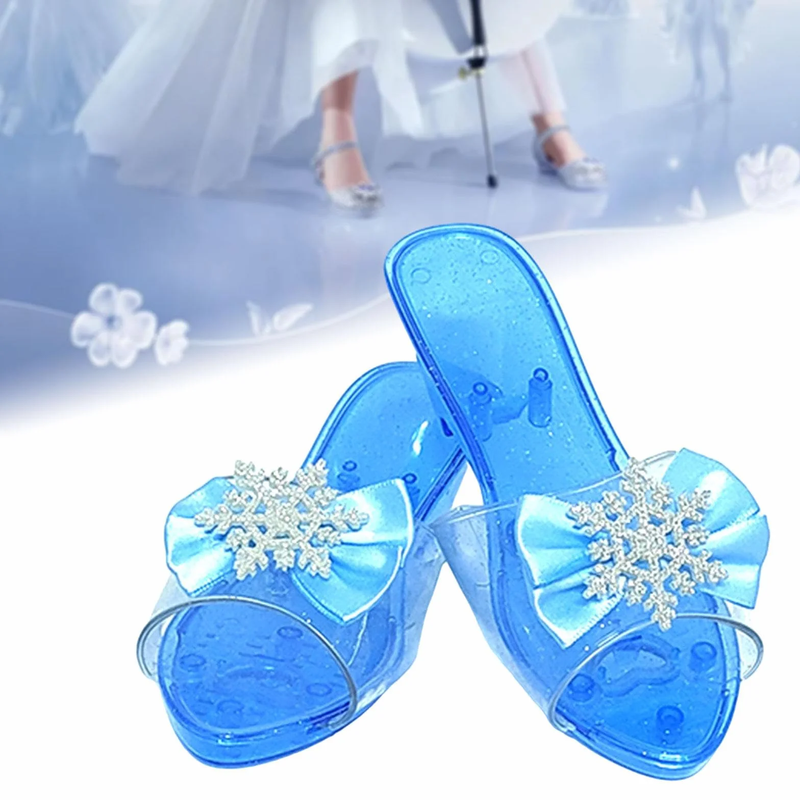 predolo Chaussures de Princesse à Enfiler pour déguisement, Bleu
