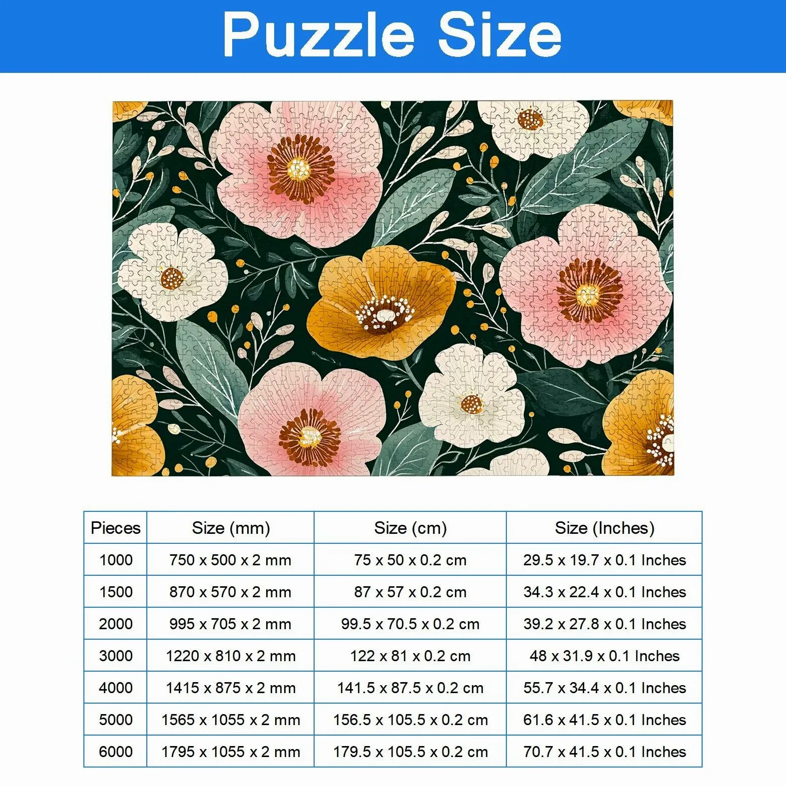 Puzzle 3000 Pièces Fleur, Puzzle 3000 Pièces Adultes/Enfants, Puzzles Bois avec Une Boîte d'emballage Exquise, Jeu Éducatif Puzzles Fleurs Sauvages, Decoration Maison, Cadeau Femme et Homme, -7163