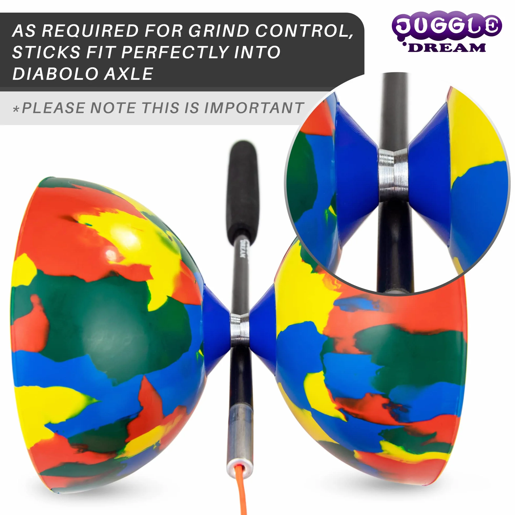 Juggle Dream Diabolo Jonglage Baguettes Superglass Fibre de Verre Solides Légères Grinds Bâton Noir