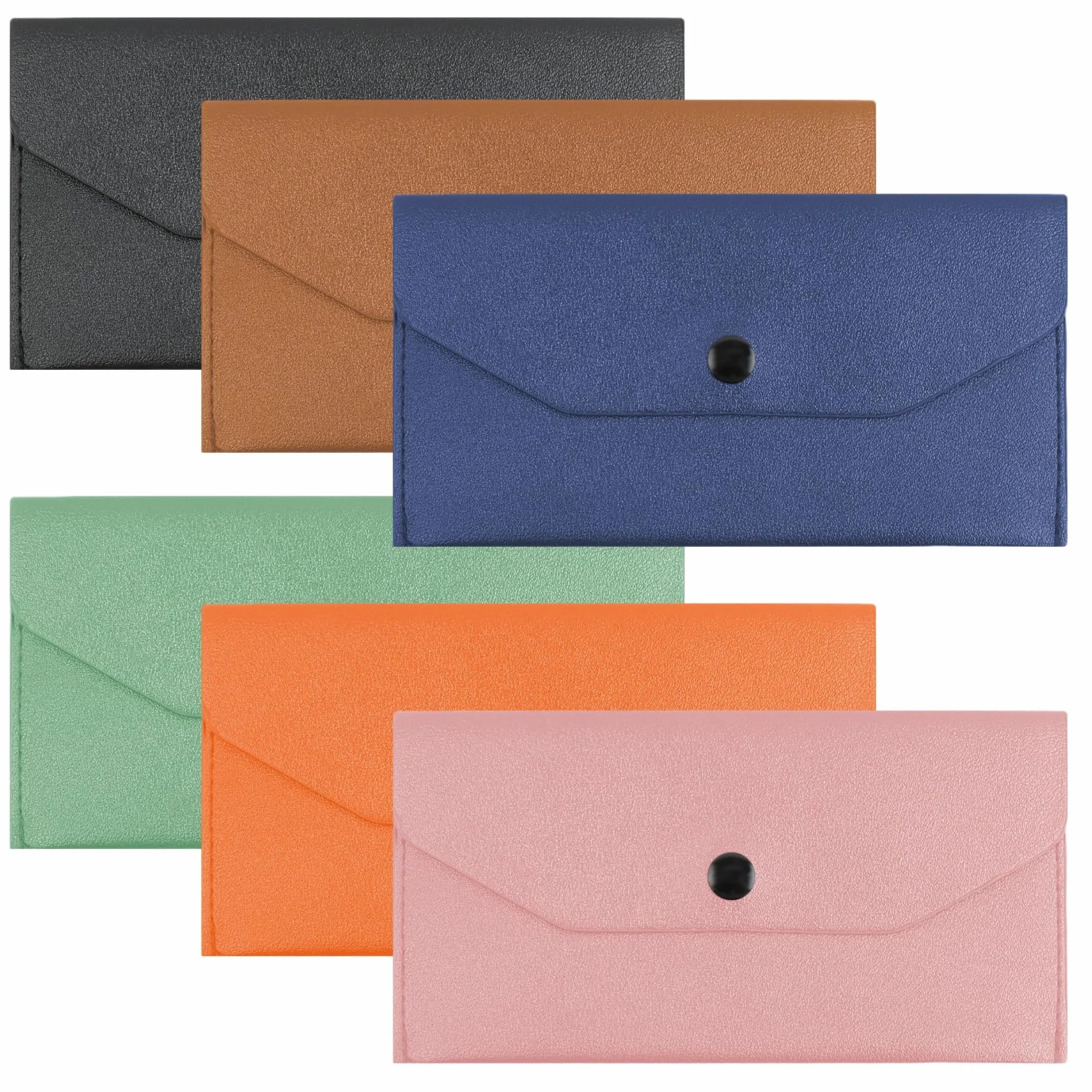 Portefeuille Enveloppe Cuir Synthétique 6 Pièces, Pochette Billet Imperméable Réutilisable 18x9,5cm