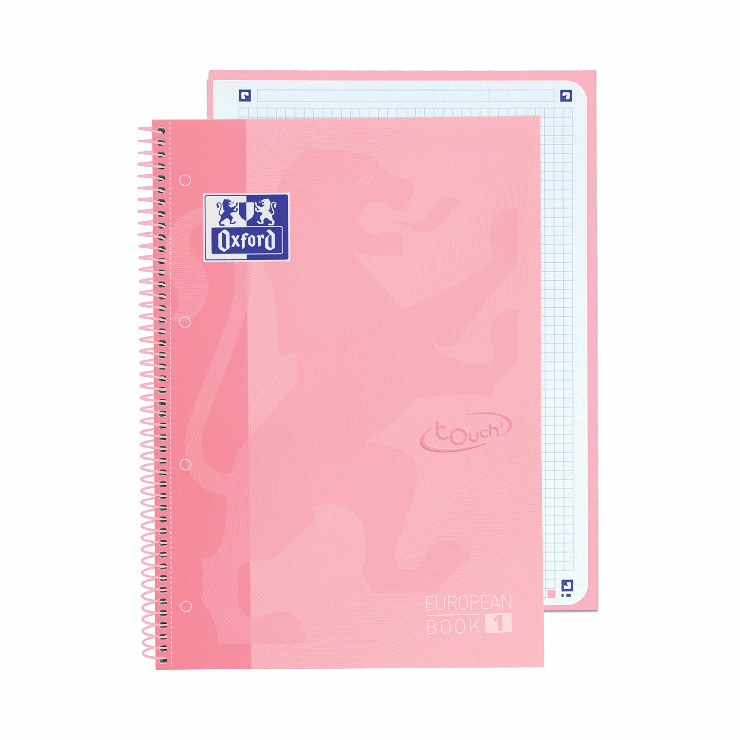 Oxford Lot de 3 cahiers A4 micro-perforés carreaux 5x5 couverture spirale pastel