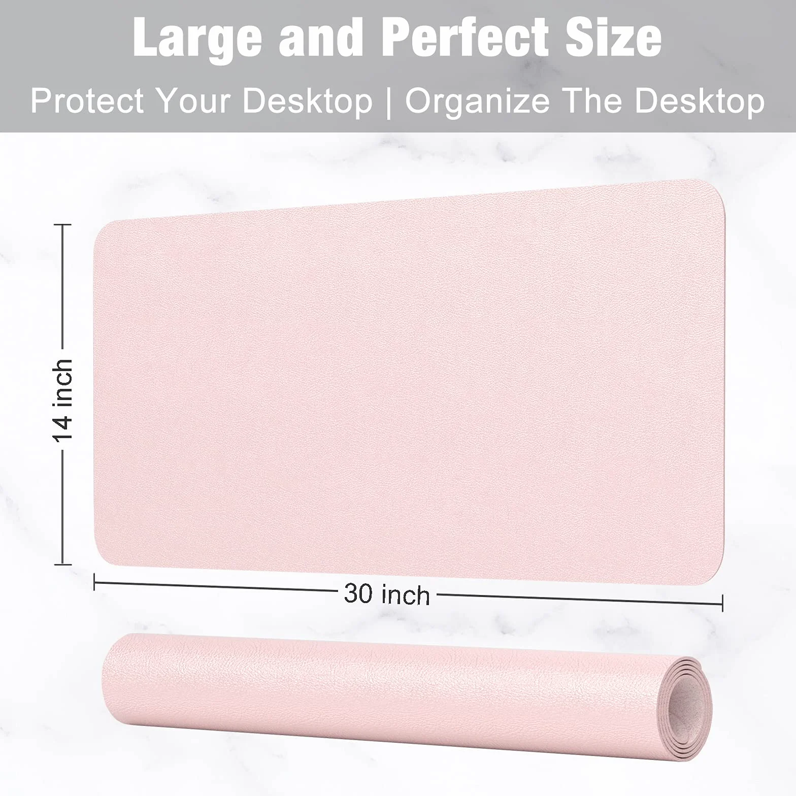 Sous-main en cuir PU 76,2 x 35,6 cm - Tapis de souris extra large imperméable - Antidérapant - Rose
