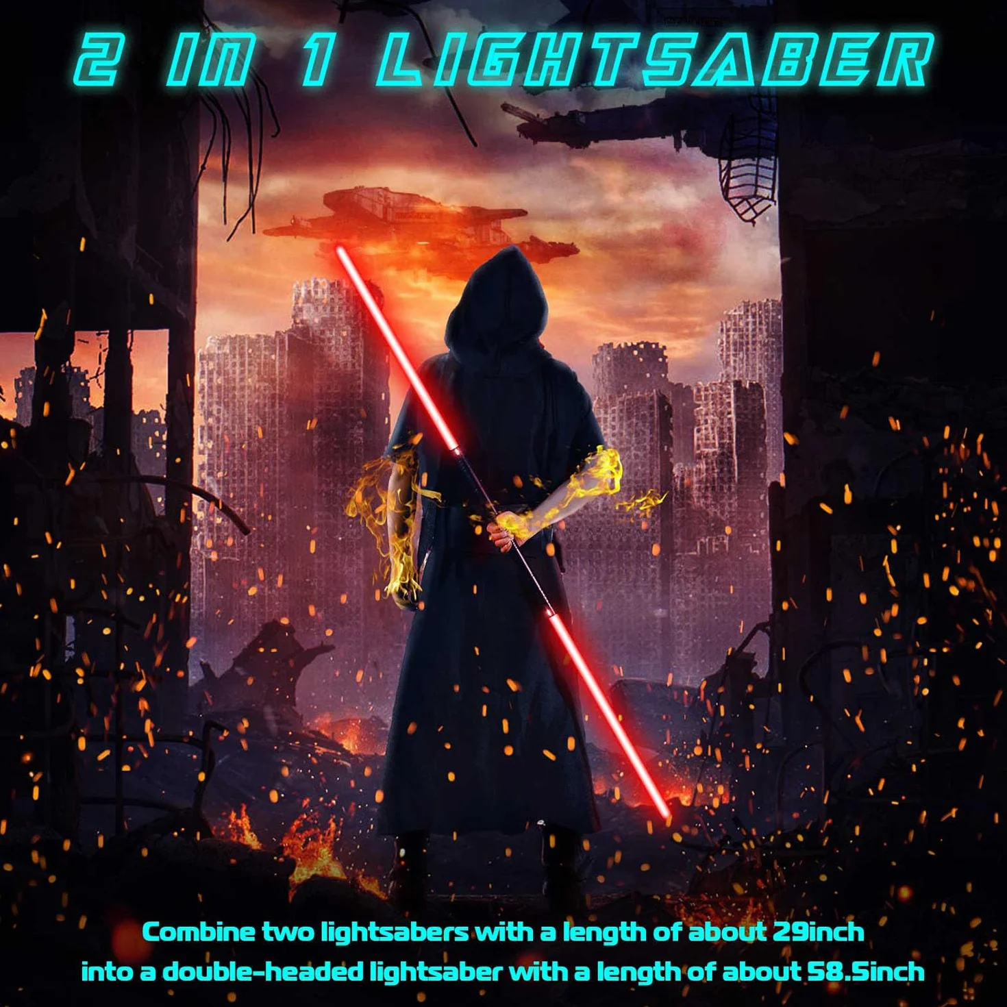 Sabre Laser pour Enfants, 2 Pièces Lightsaber 12 Couleurs Rechargeable avec Son, Jouet Cosplay Halloween