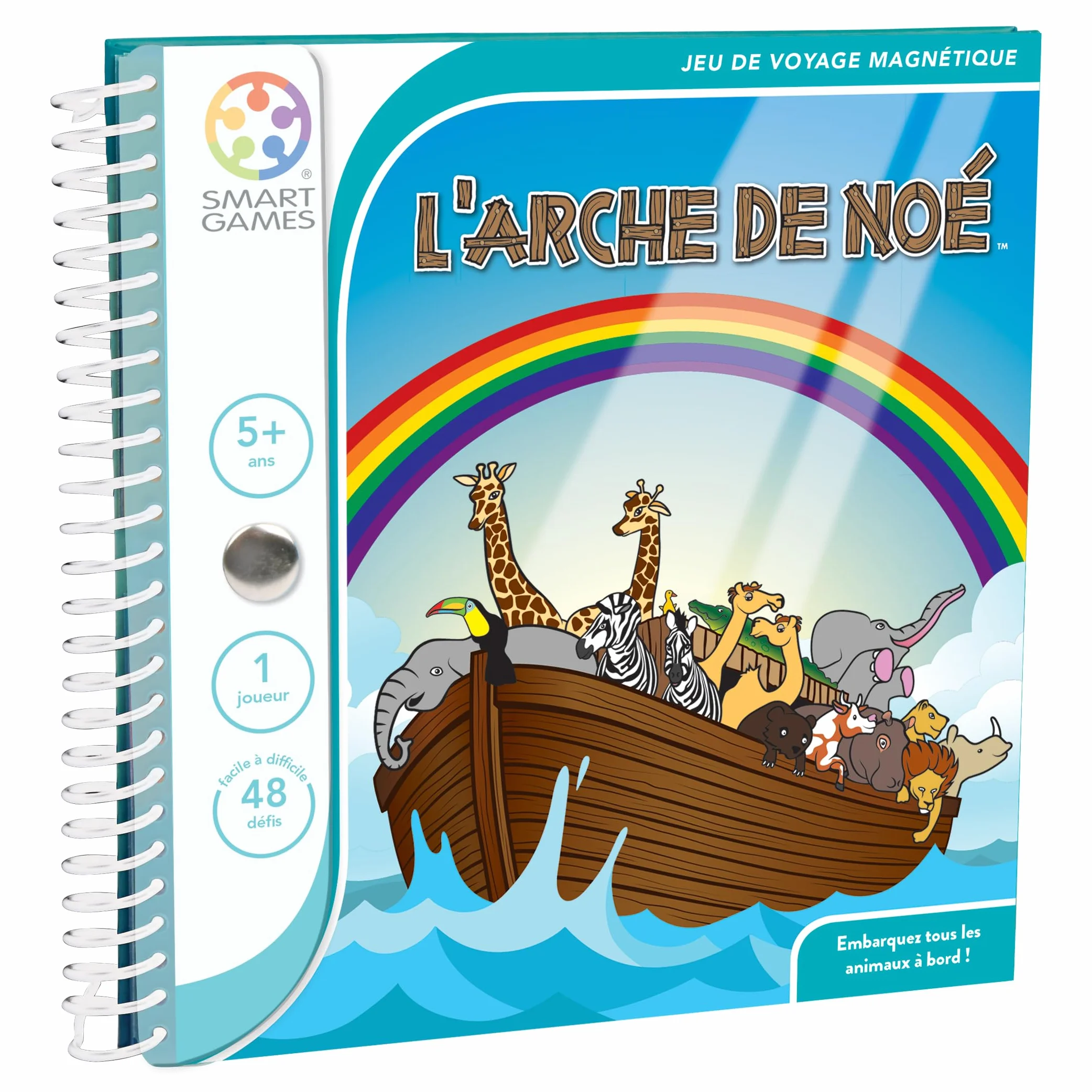 SmartGames L'Arche de Noé Jeu de Voyage Magnétique 48 Défis 1 Joueur 5 Ans Version Française
