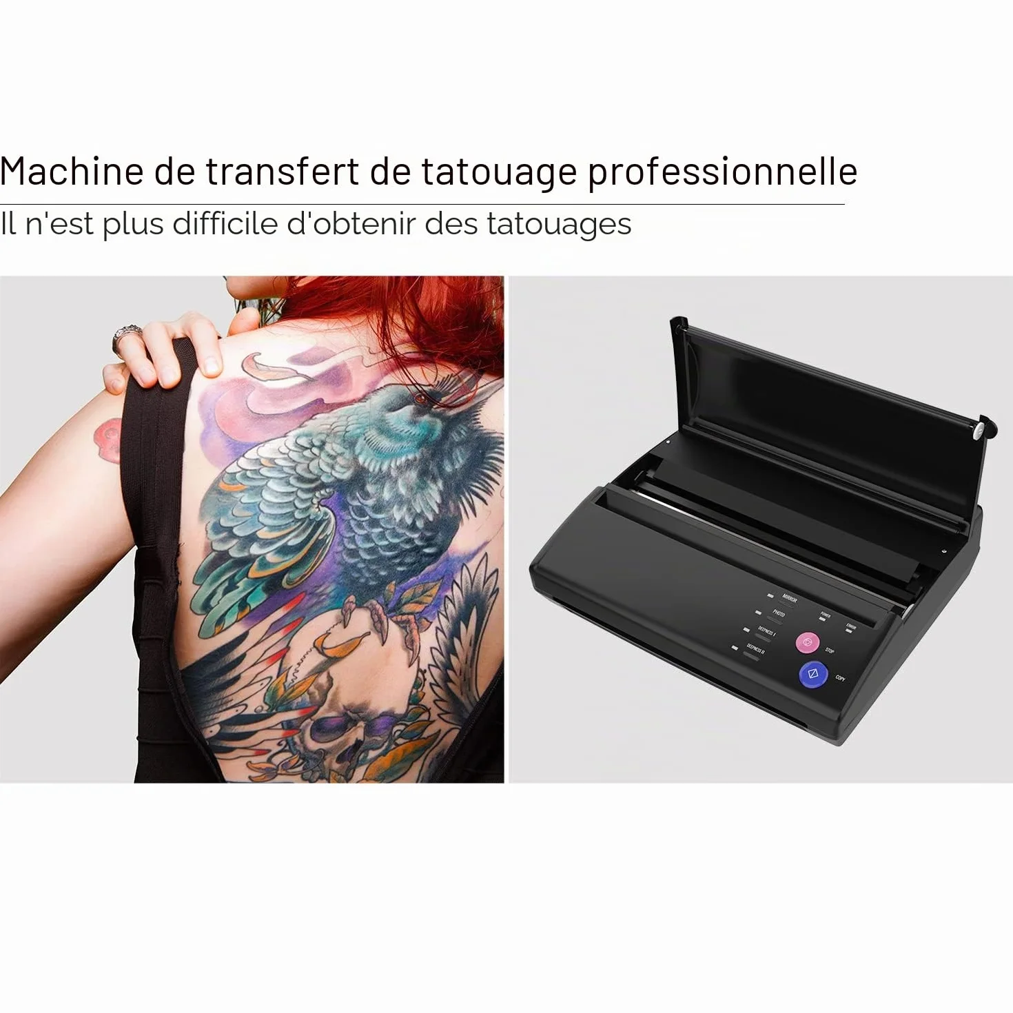 TATELF Thermocopieur Tatouage Professionnel - Machine de Transfert Thermique pour Stencils Tattoo A4