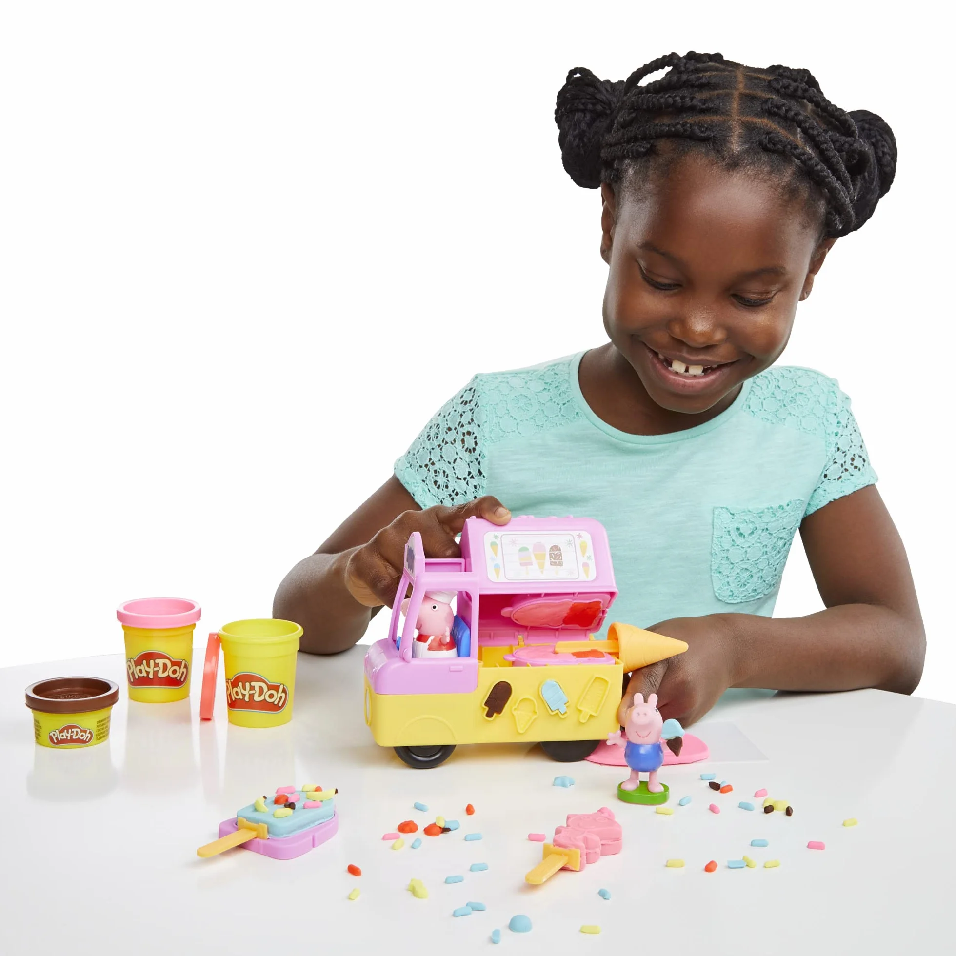 Play-Doh Peppa Pig Le Camion de Glaces Figurines Pâte à Modeler 5 Pots Jouet Créatif 3 Ans