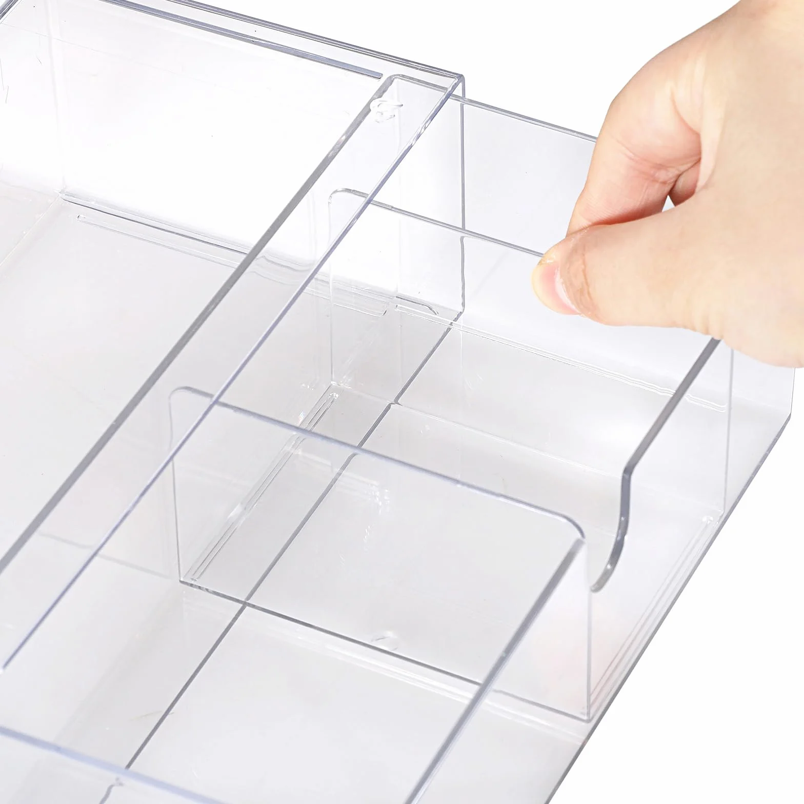 SUMTree Organisateur de tiroirs transparent plastique 3 tiroirs Boîte de rangement empilable 21x10x6cm