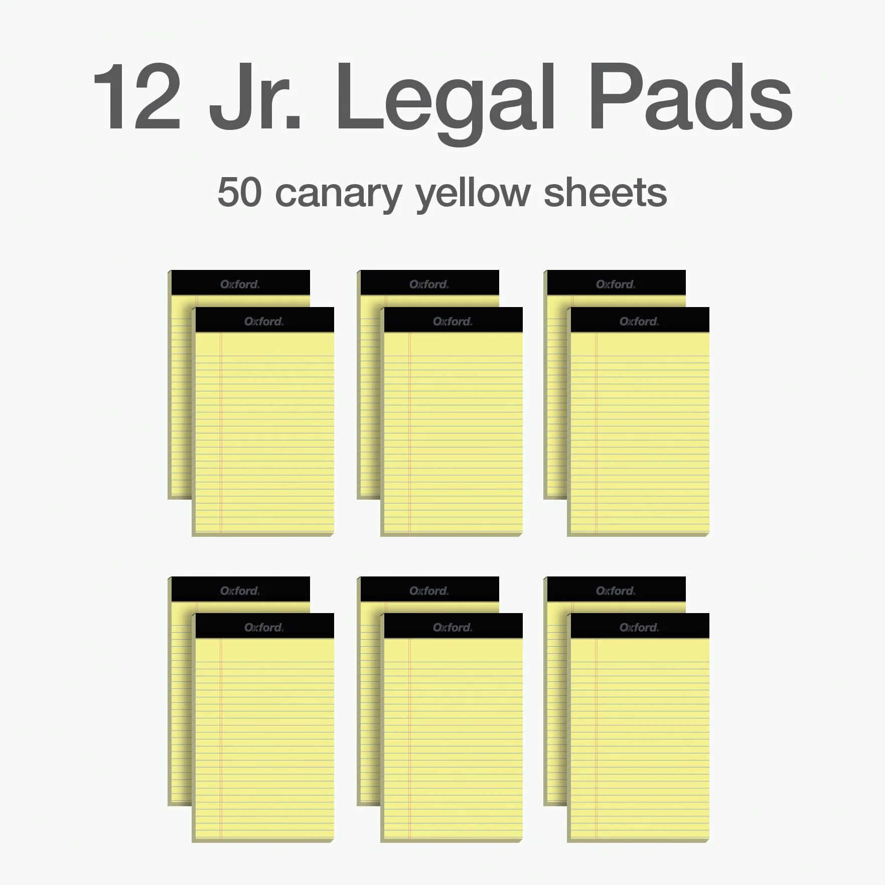 Oxford Lot de 12 blocs légaux 5 x 8, papier jaune à lignes étroites, 50 feuilles