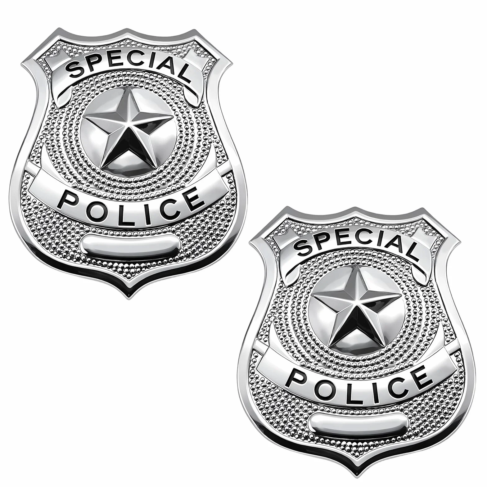 Lot de 2 badges Sariputa argentés police pour enfants accessoires costume Halloween