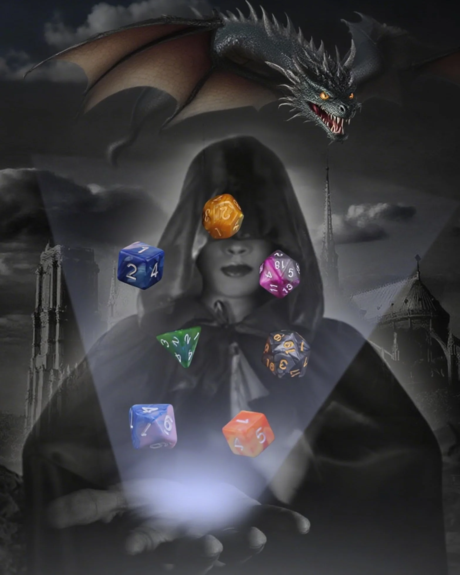 Jeu de Dés Polyédriques 42 Pièces 6 Sets Dés JDR D&D RPG MTG Jeux de Table avec Pochette
