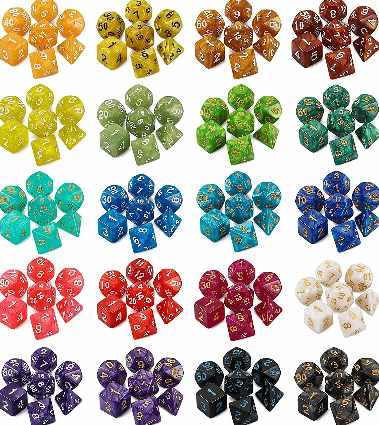 QMAY Jeu de dés polyédriques 175PCS DND Dés D4 D8 D10 D12 D20 D%