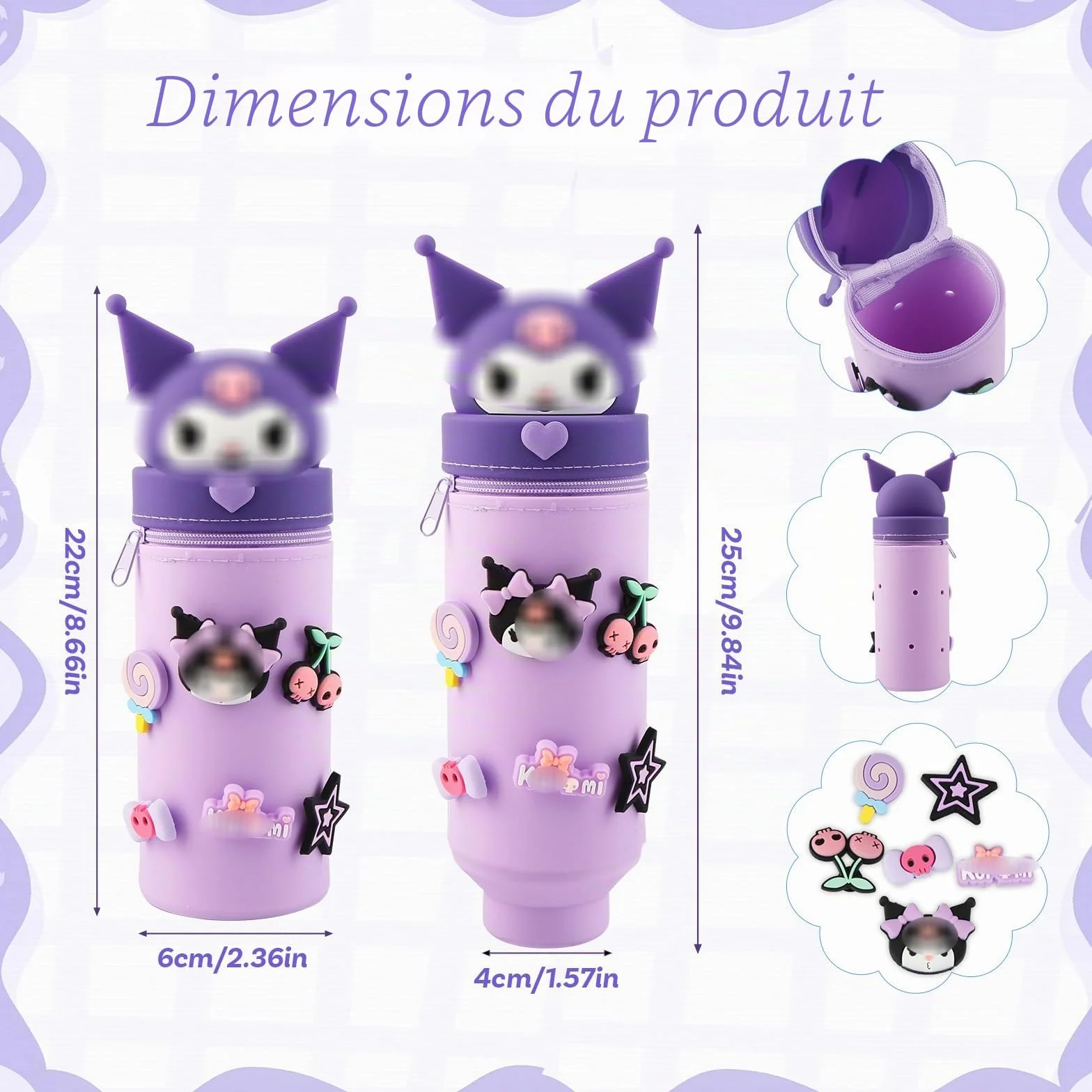Kuro-m Trousse à Crayons en Silicone 2 en 1, Étui École Souple Zippée, Porte-stylos de Table