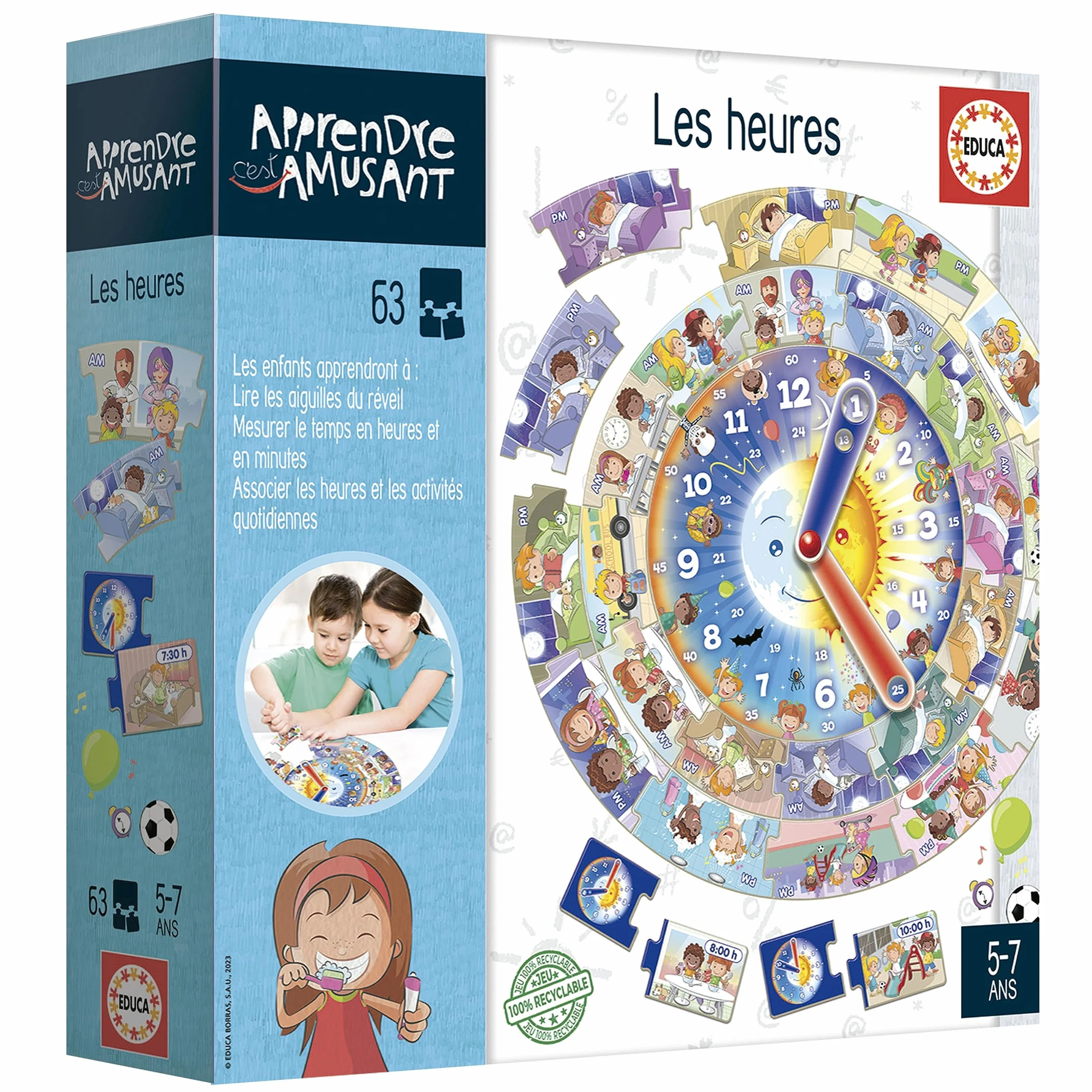 Educa Jeu éducatif Les Heures Apprendre à Lire l'Heure Enfants 5 Ans 19601